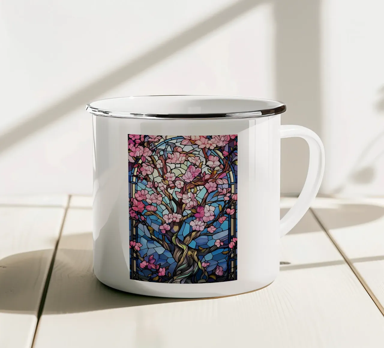 Arte del fiore di sakura giapponese tazza in smalto da Mikesell