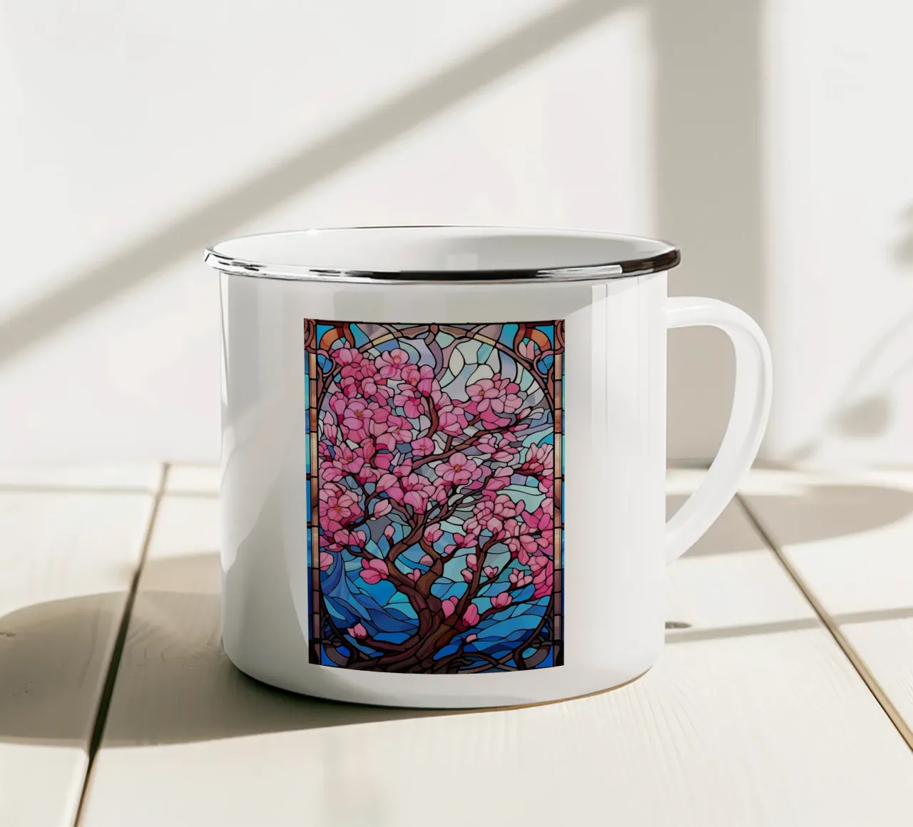 Arte del fiore di sakura giapponese tazza in smalto da Mikesell
