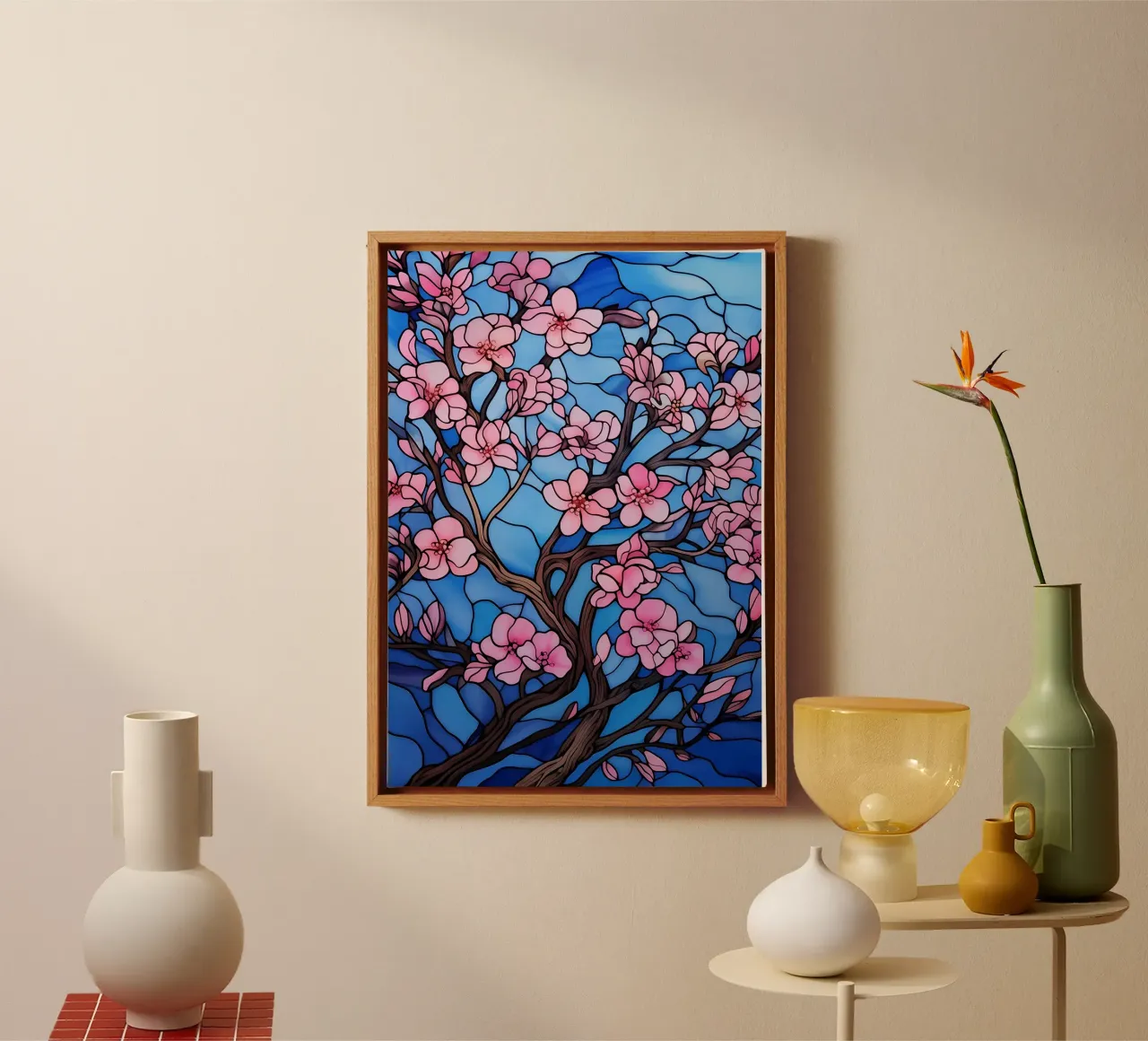 Japanese Sakura Bloom Art canvas with Floater frame by Mikesell