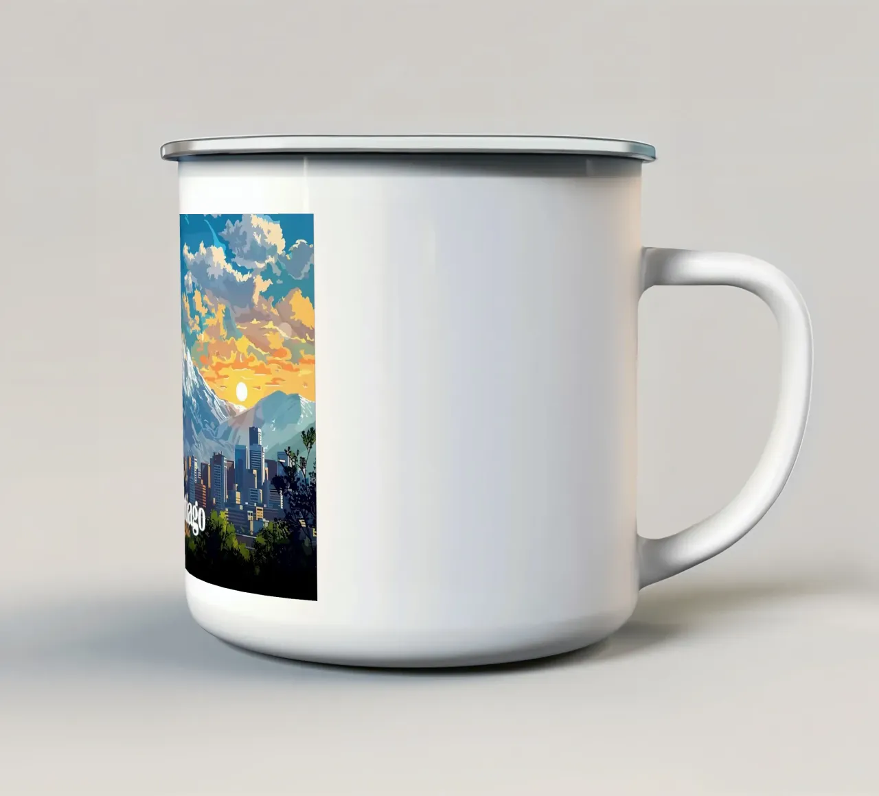 Skyline di Santiago del Cile tazza in smalto da Ginnery
