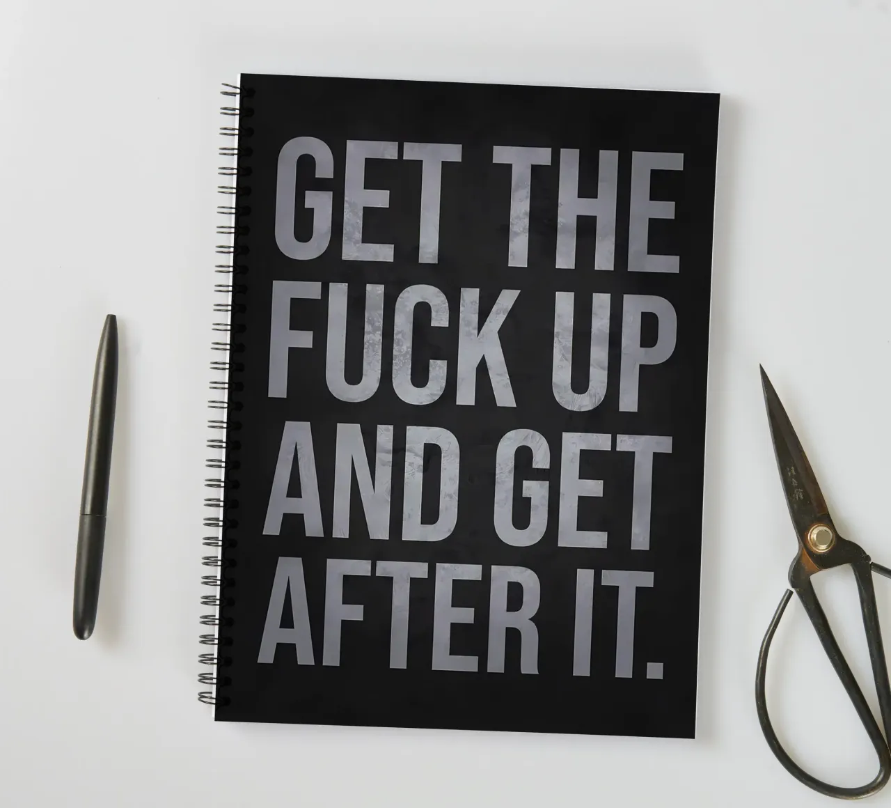 Get Up And Get AfteR It spiral notebook by Bassy