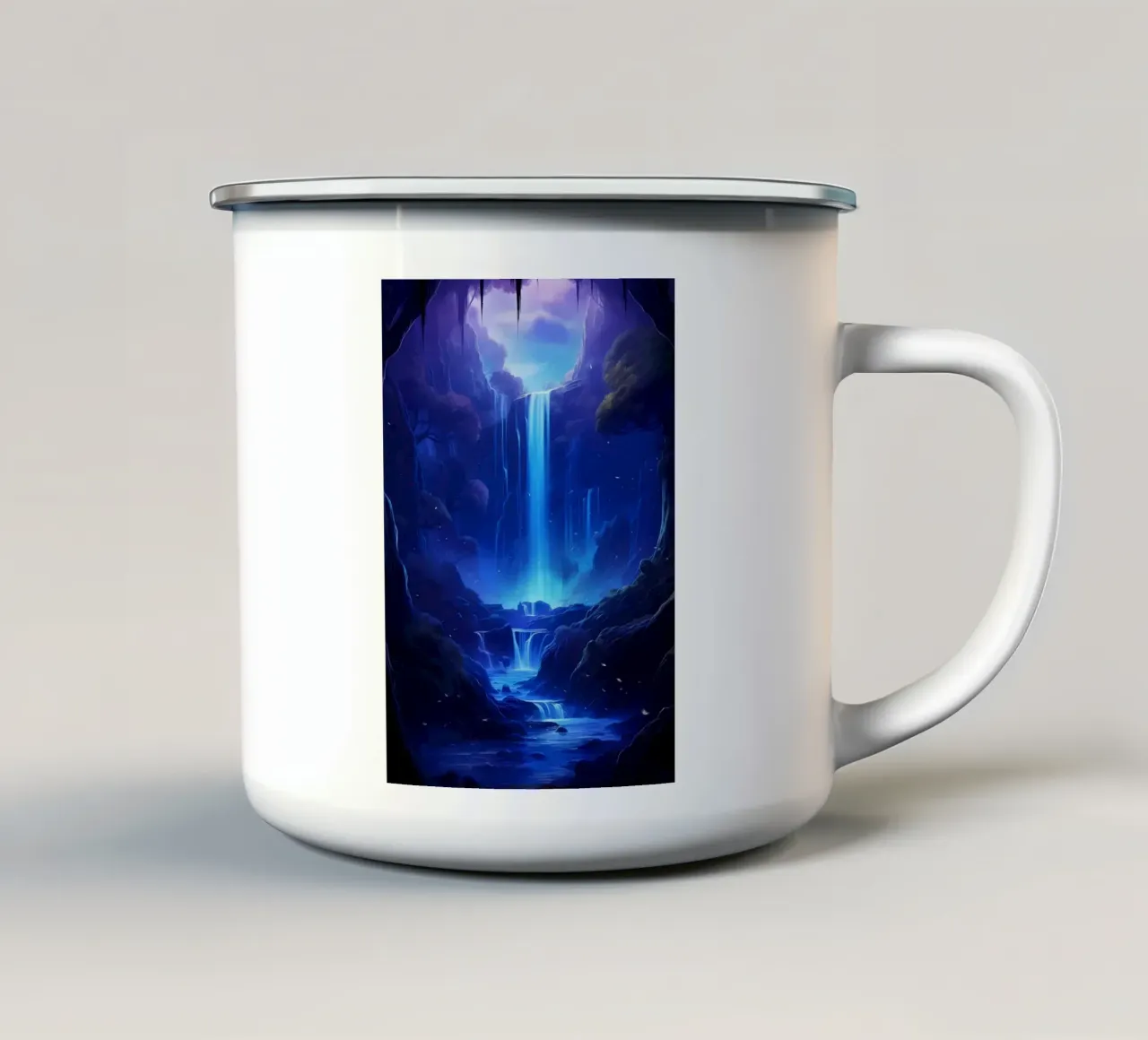 Arte del paesaggio a cascata tazza in smalto da Mikesell