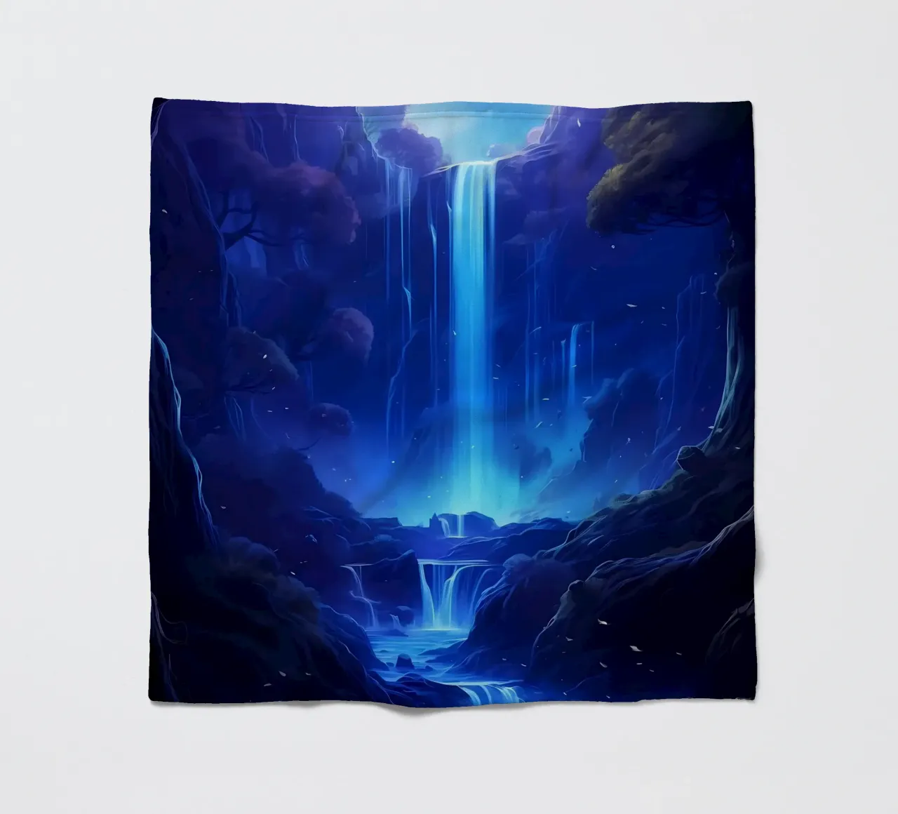 Waterfall Landscape Art fleece blanket by Mikesell