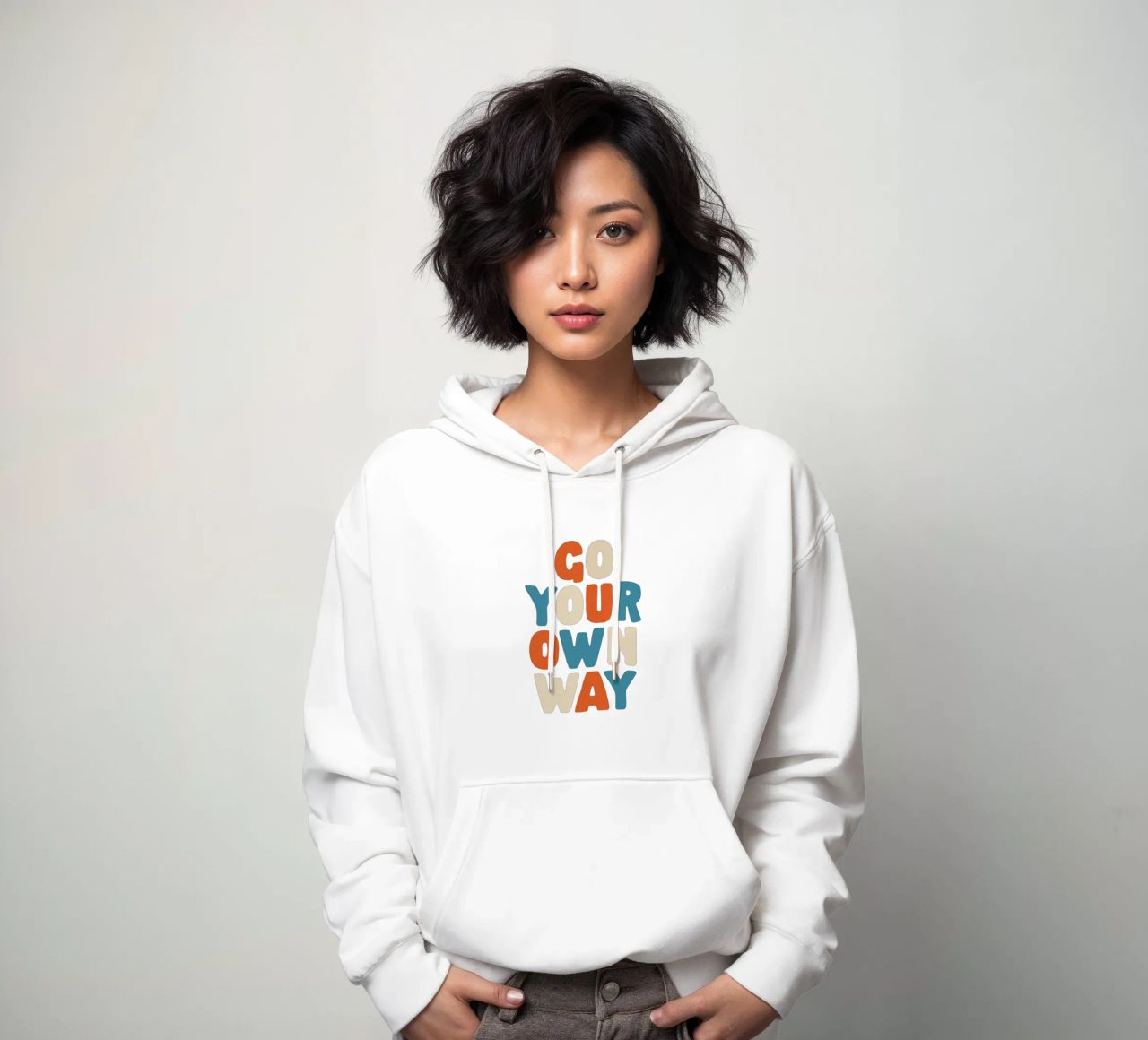 Go Your Own Way Vibrant Colourful Bold Typography Imprimir sudadera con capucha de THE MOTIVATED TYPE