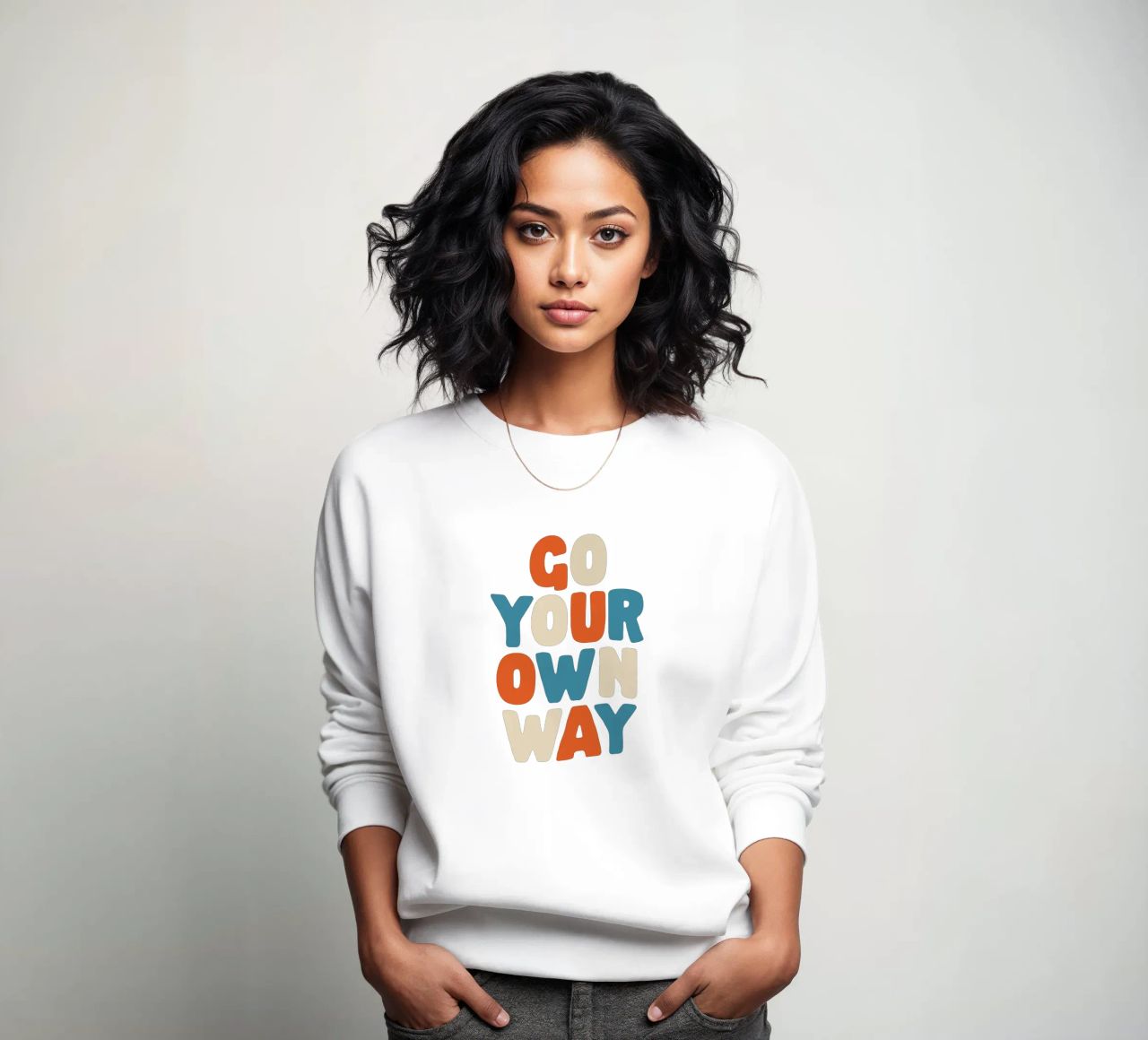 Go Your Own Way Vibrant Colourful Bold Typography Imprimir sudadera de THE MOTIVATED TYPE