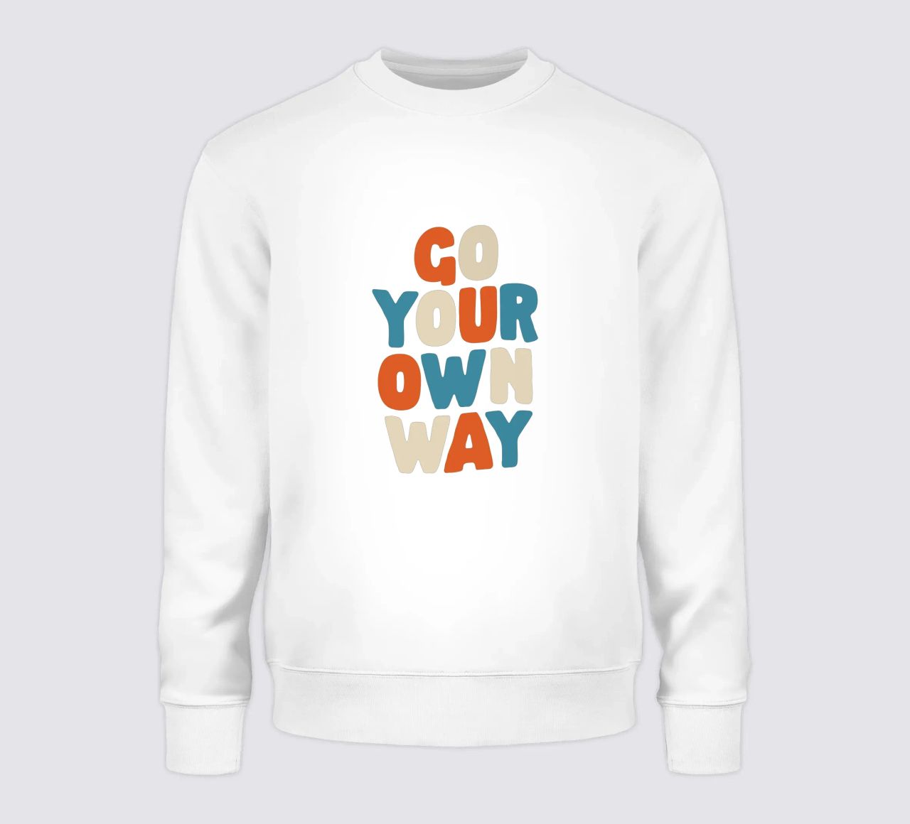 Go Your Own Way Vibrant Colourful Bold Typography Imprimir sudadera de THE MOTIVATED TYPE