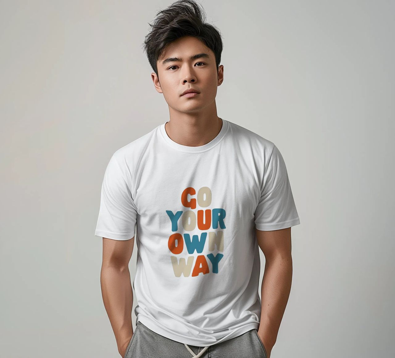 Go Your Own Way Vibrant Colourful Bold Typography Print t-shirt by THE MOTIVATED TYPE