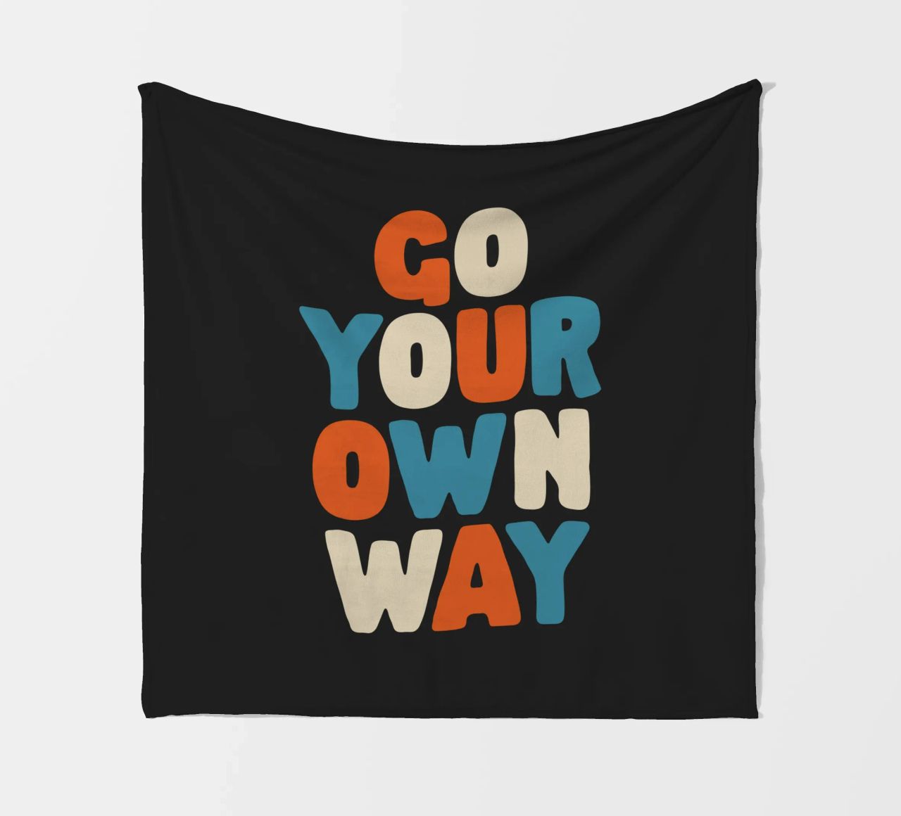 Go Your Own Way Vibrant Colourful Bold Typography Print fleece blanket by THE MOTIVATED TYPE