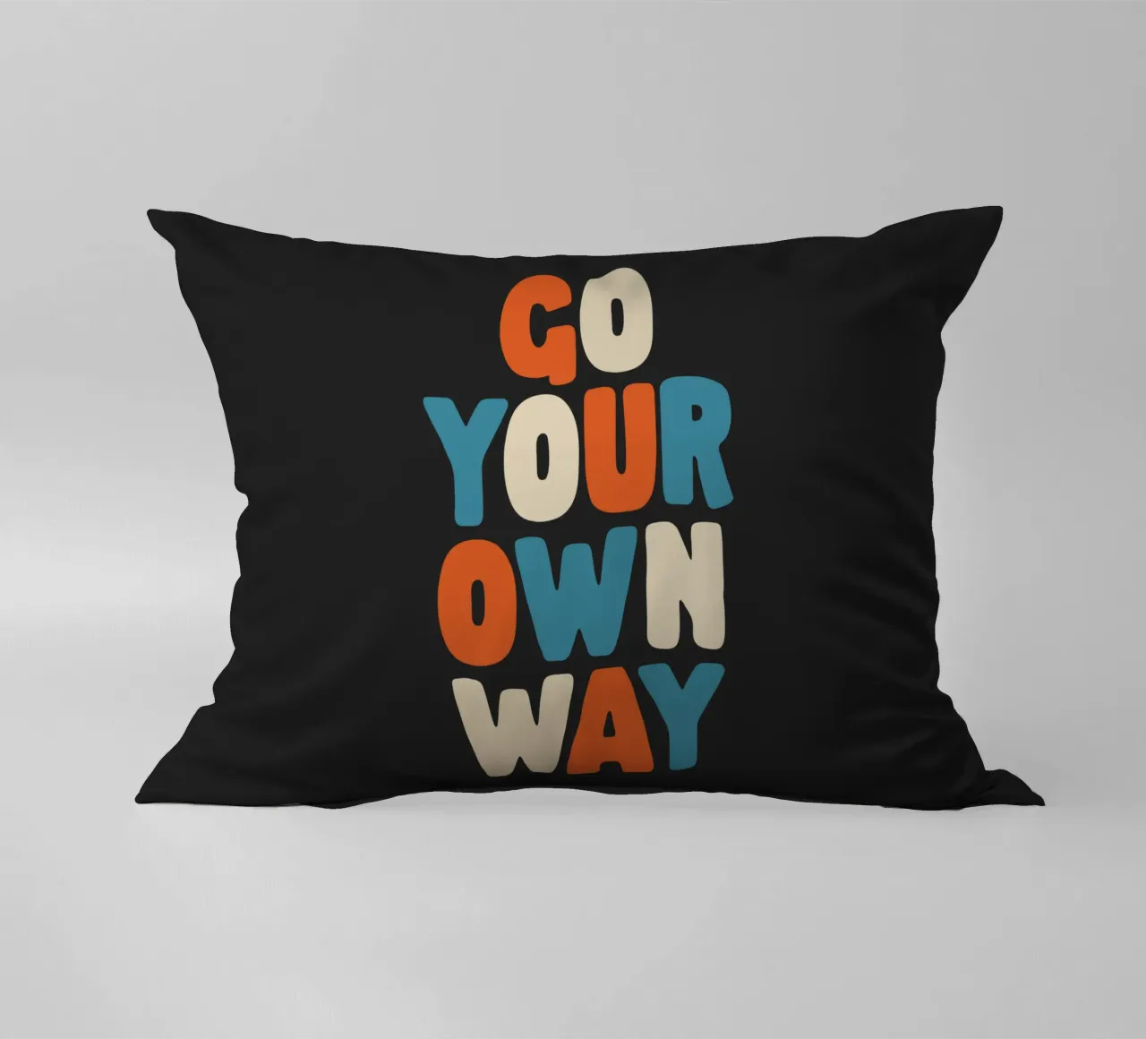 Go Your Own Way Vibrant Colourful Bold Typography Print decorative cushion by THE MOTIVATED TYPE