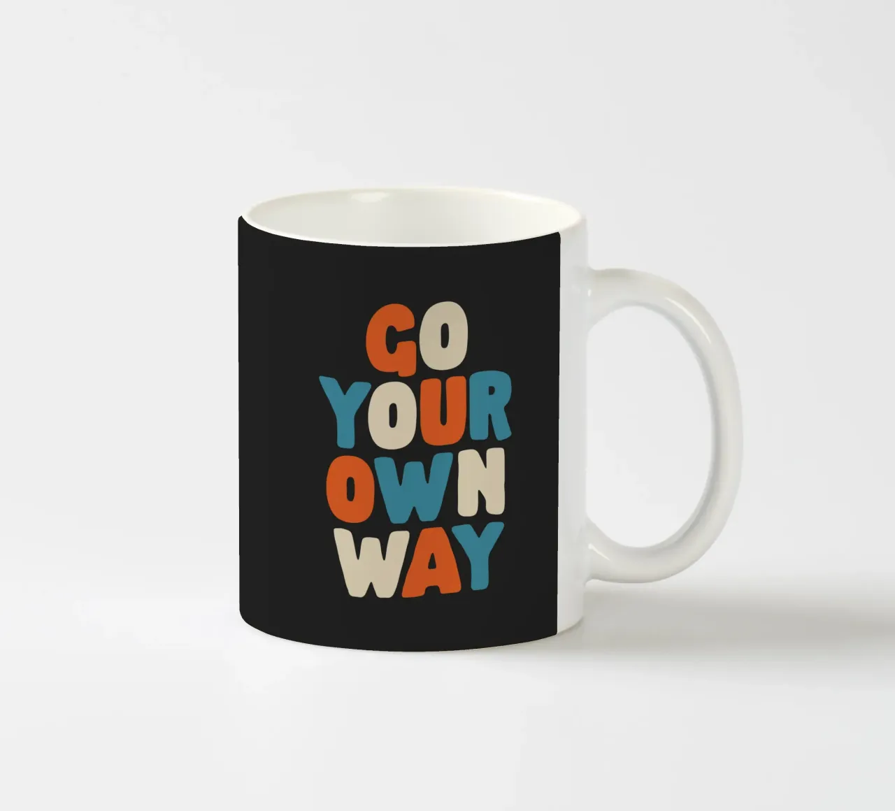 Go Your Own Way Vibrant Colourful Bold Typography Print ceramic mug by THE MOTIVATED TYPE