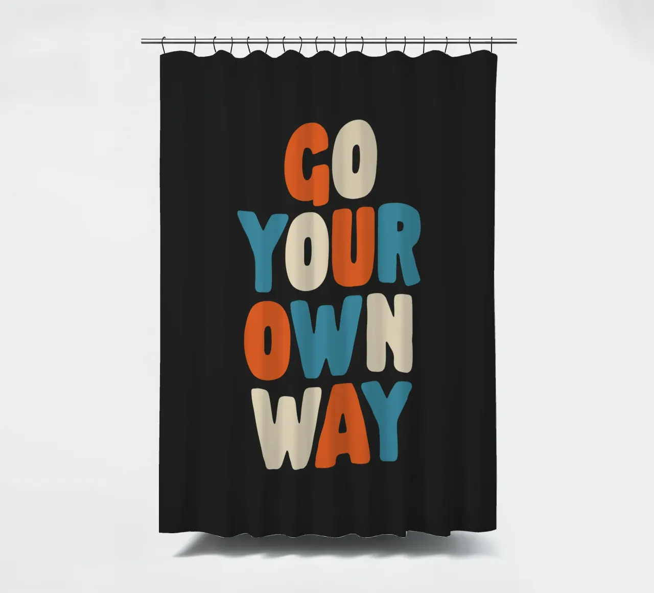 Go Your Own Way Vibrant Colourful Bold Typography Print shower curtain by THE MOTIVATED TYPE