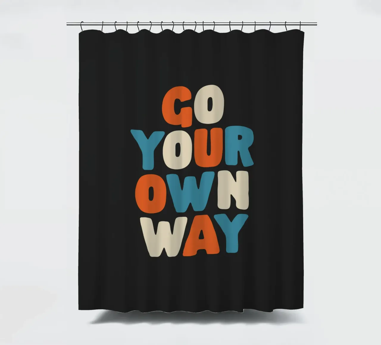 Go Your Own Way Vibrant Colourful Bold Typography Print shower curtain by THE MOTIVATED TYPE