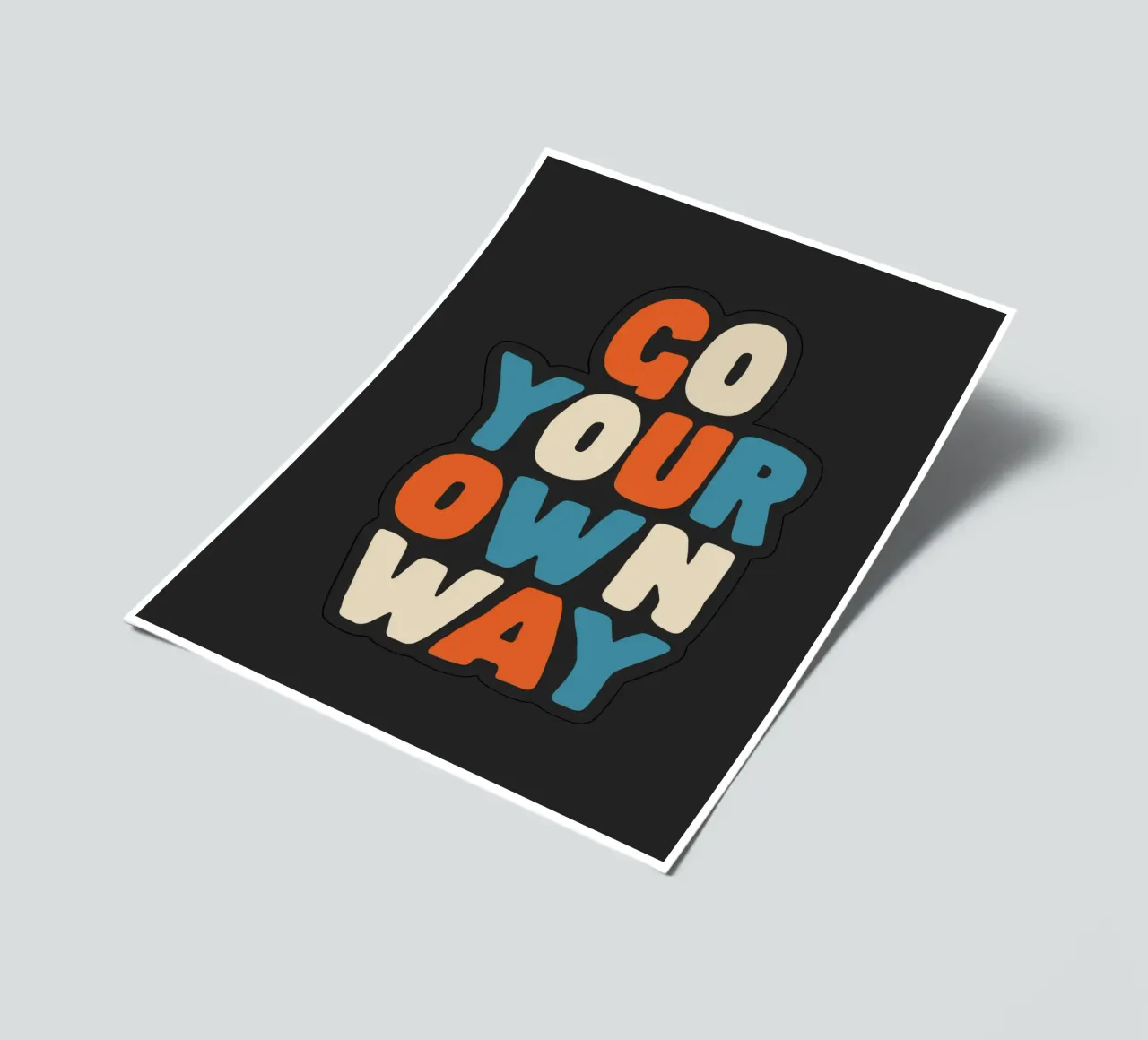 Go Your Own Way Vibrant Colourful Bold Typography Print sticker sheet by THE MOTIVATED TYPE
