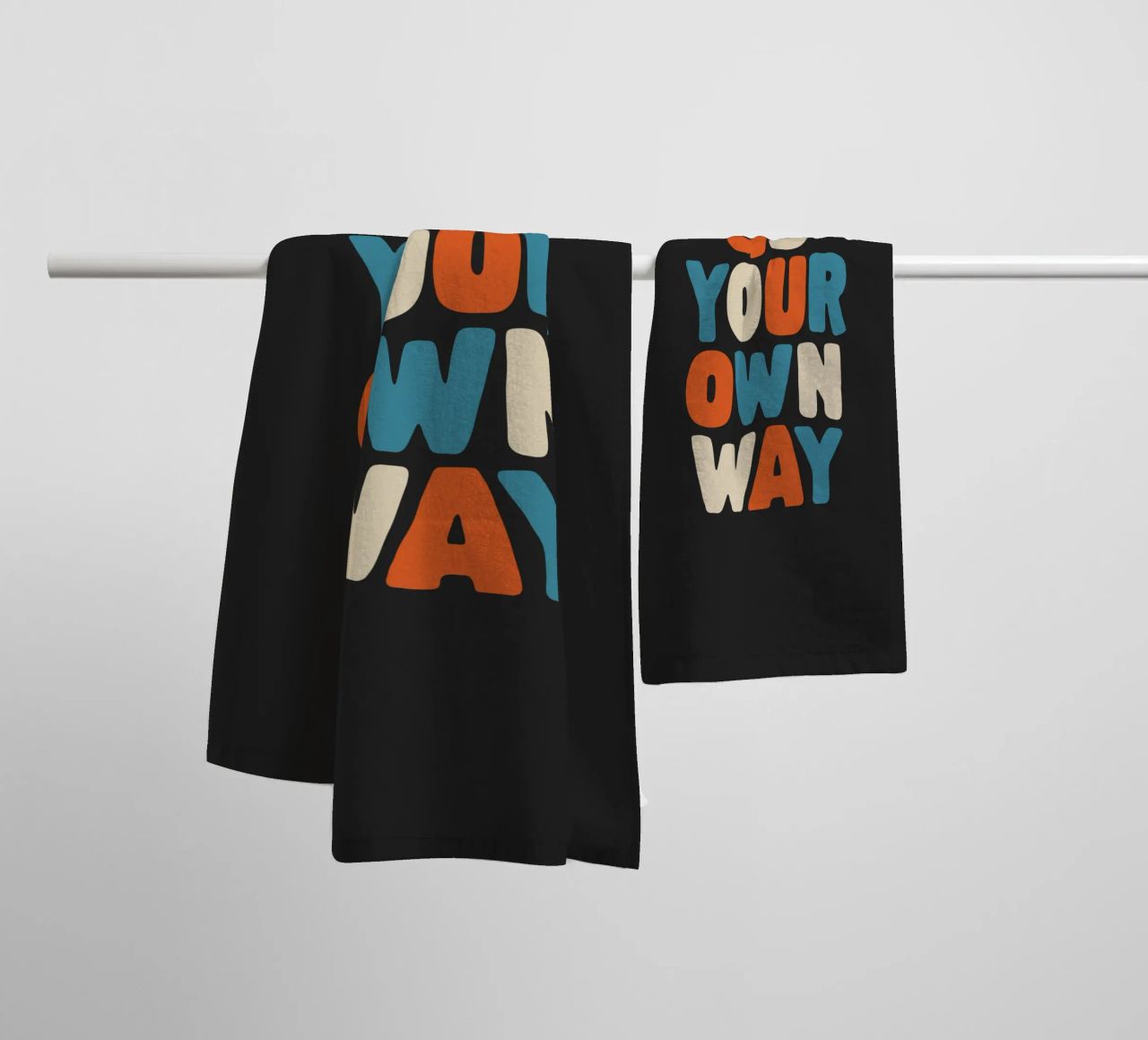 Go Your Own Way Vibrant Colourful Bold Typography Print towel by THE MOTIVATED TYPE