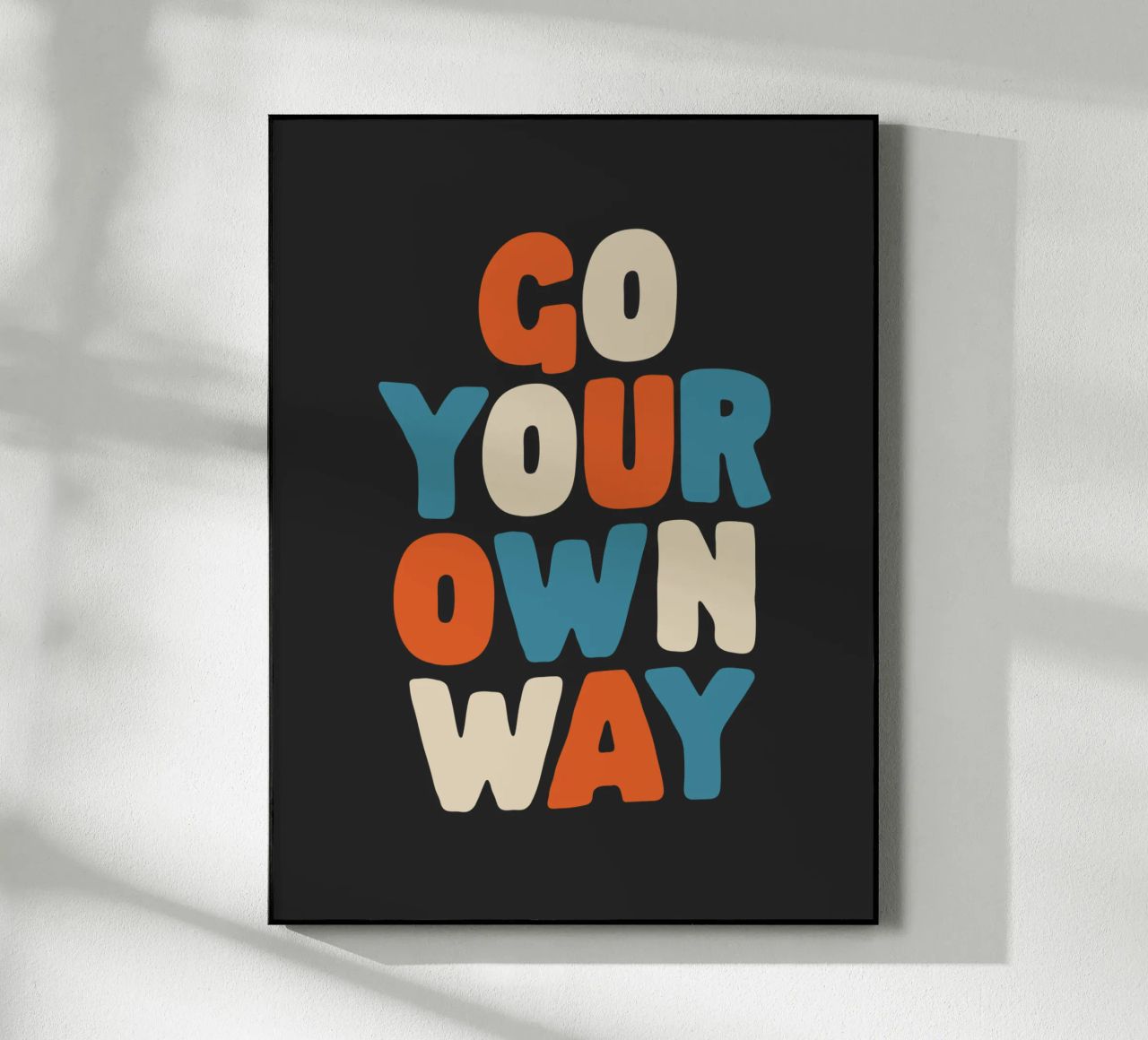 Go Your Own Way Vibrant Colourful Bold Typography Imprimir metacrilato de THE MOTIVATED TYPE