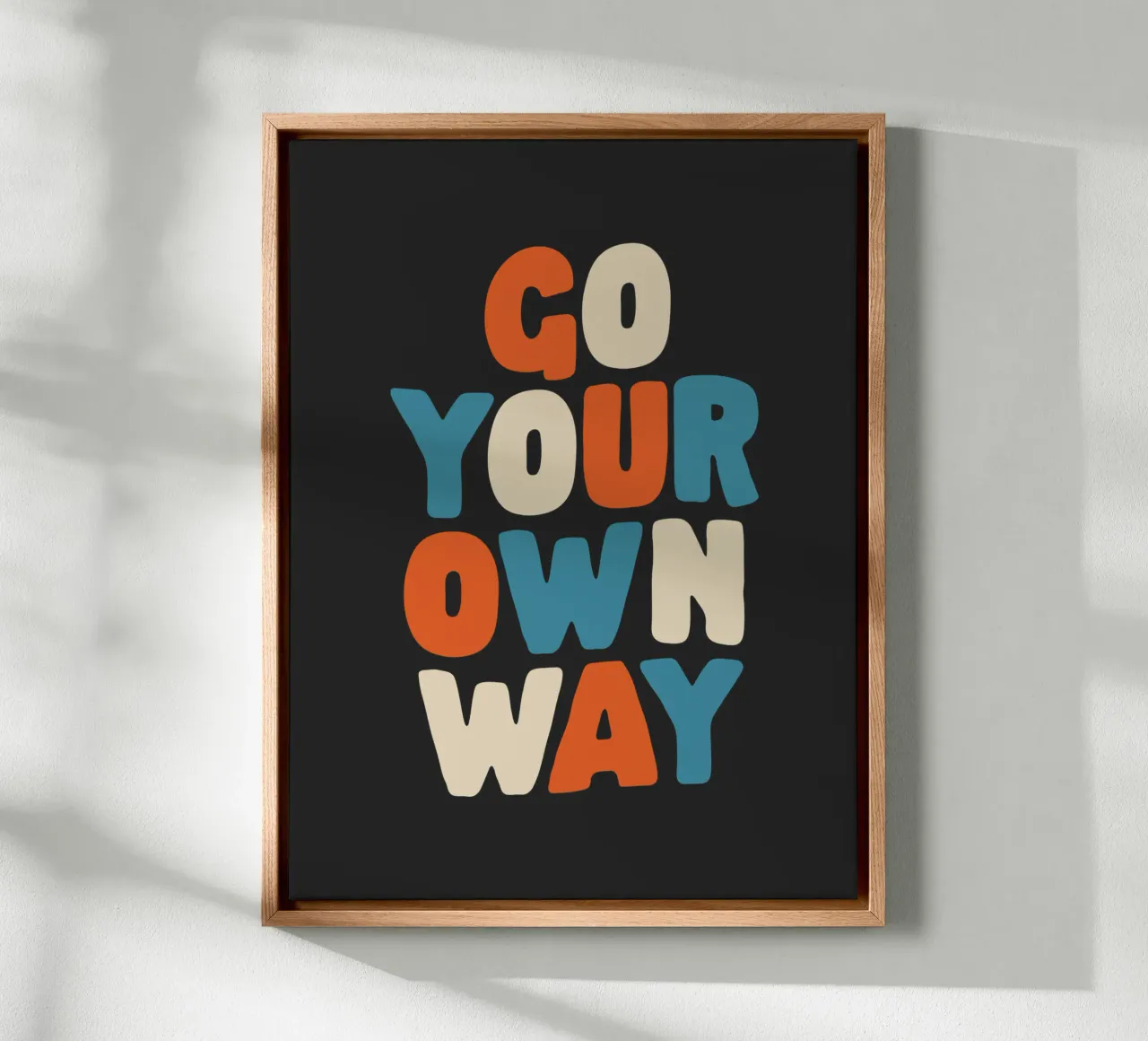 Go Your Own Way Vibrant Colourful Bold Typography Print (en anglais) toile de THE MOTIVATED TYPE