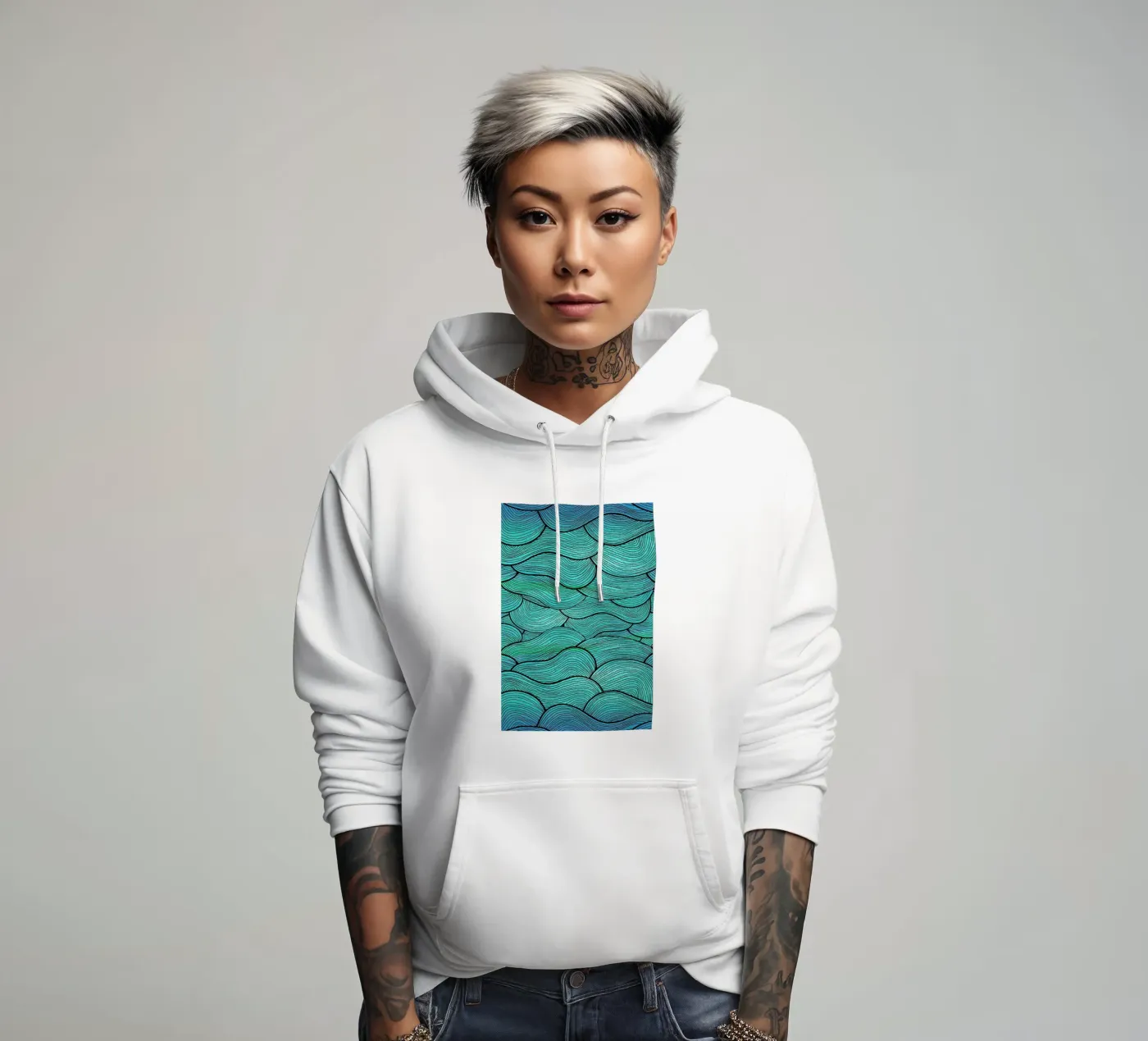 Sea Waves Pattern hoodie van Pom Graphic Design