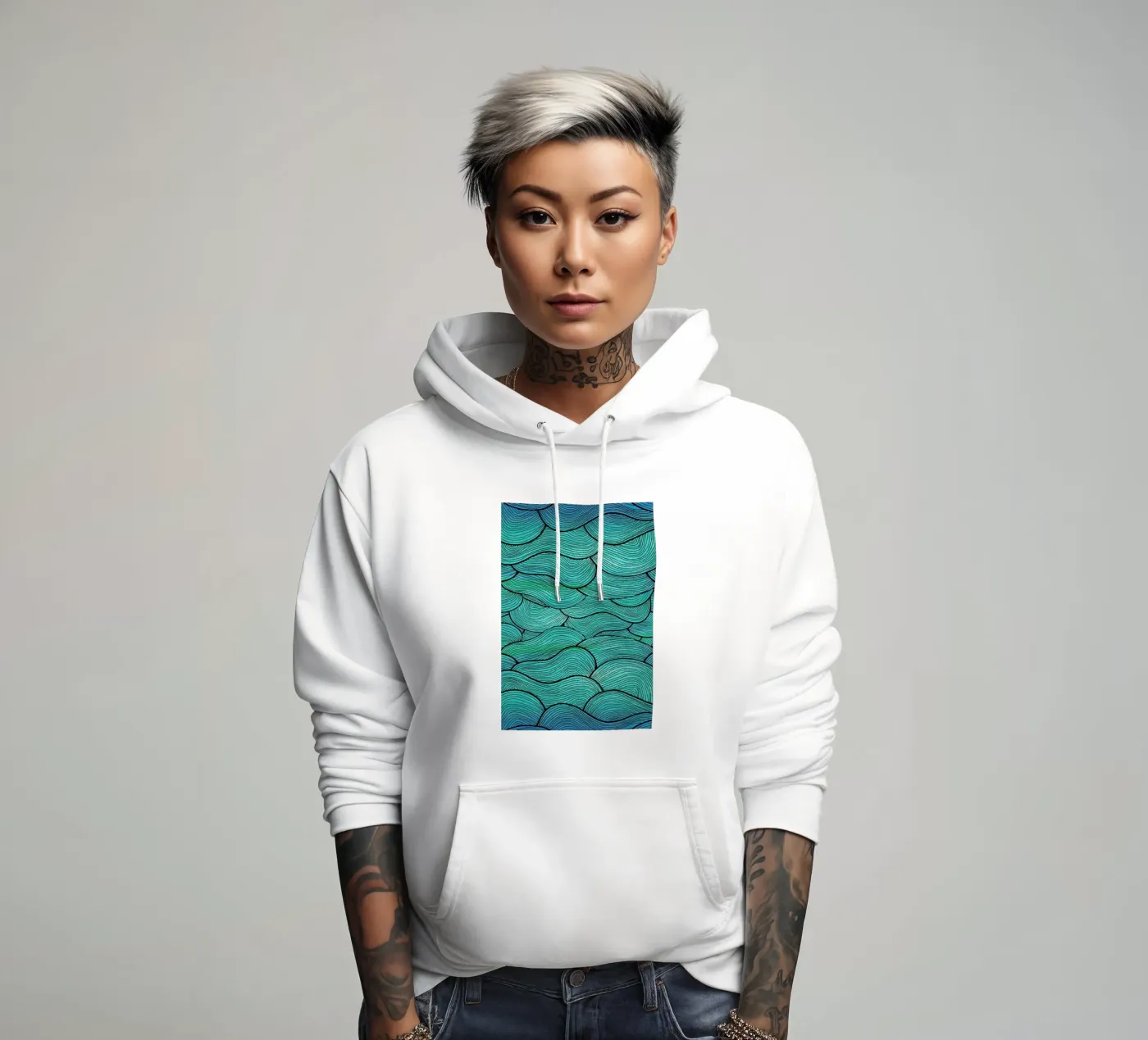 Sea Waves Pattern hoodie van Pom Graphic Design