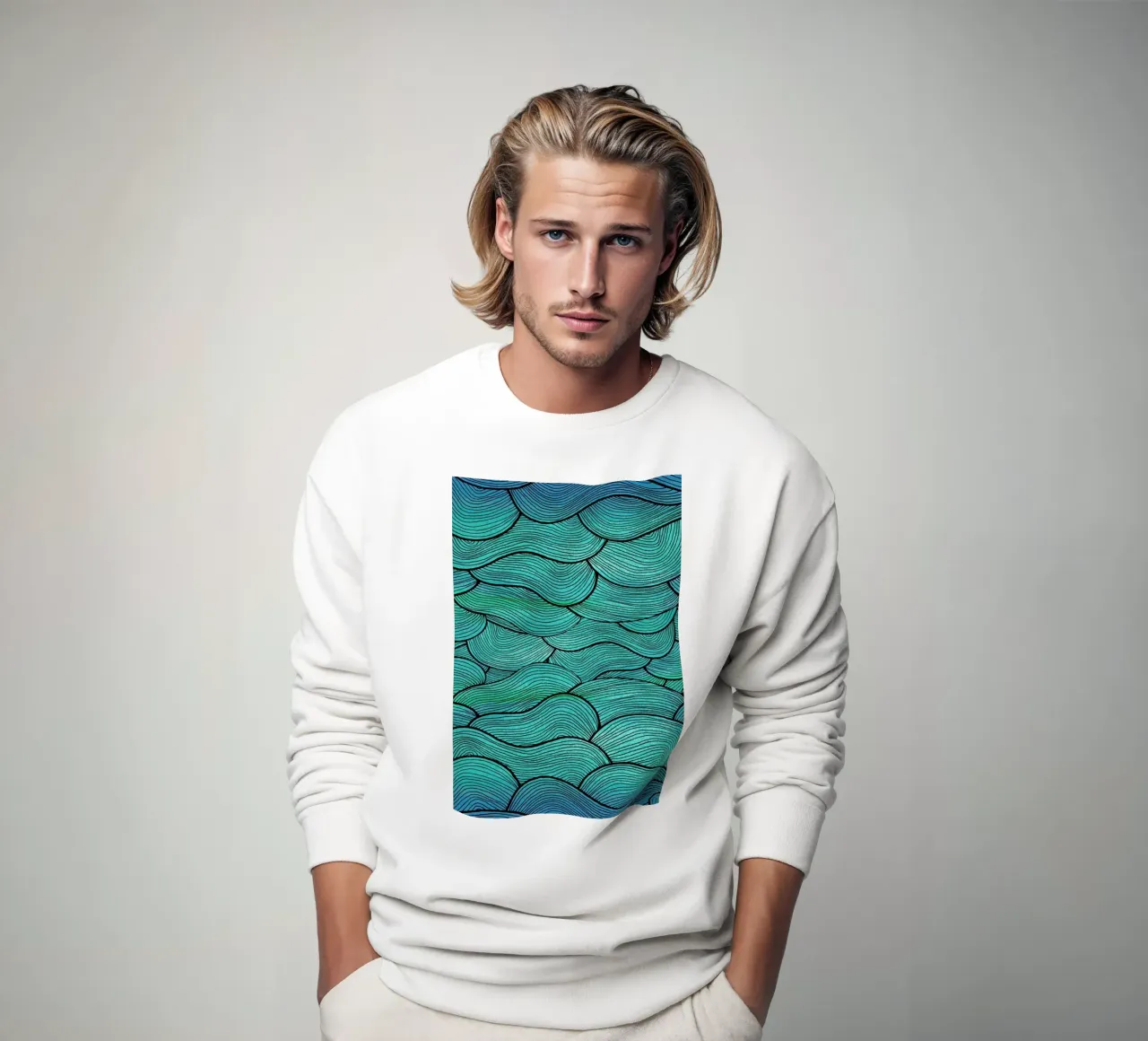 Sea Waves Pattern felpa da Pom Graphic Design