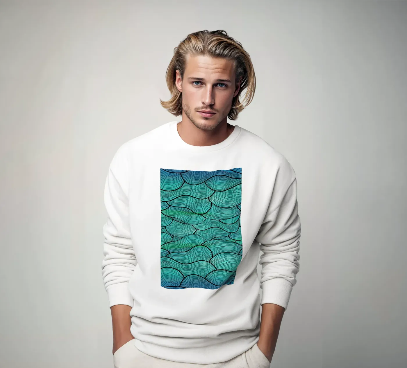 Sea Waves Pattern felpa da Pom Graphic Design
