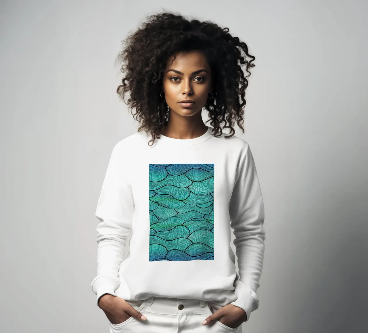 Sea Waves Pattern sweatshirt by Pom Graphic Design