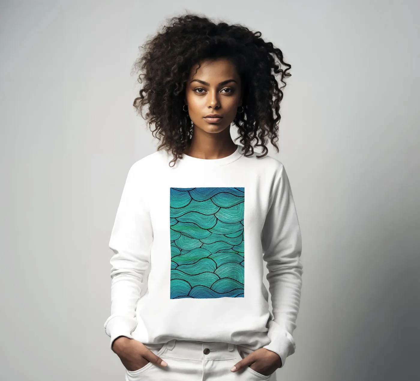 Sea Waves Pattern felpa da Pom Graphic Design
