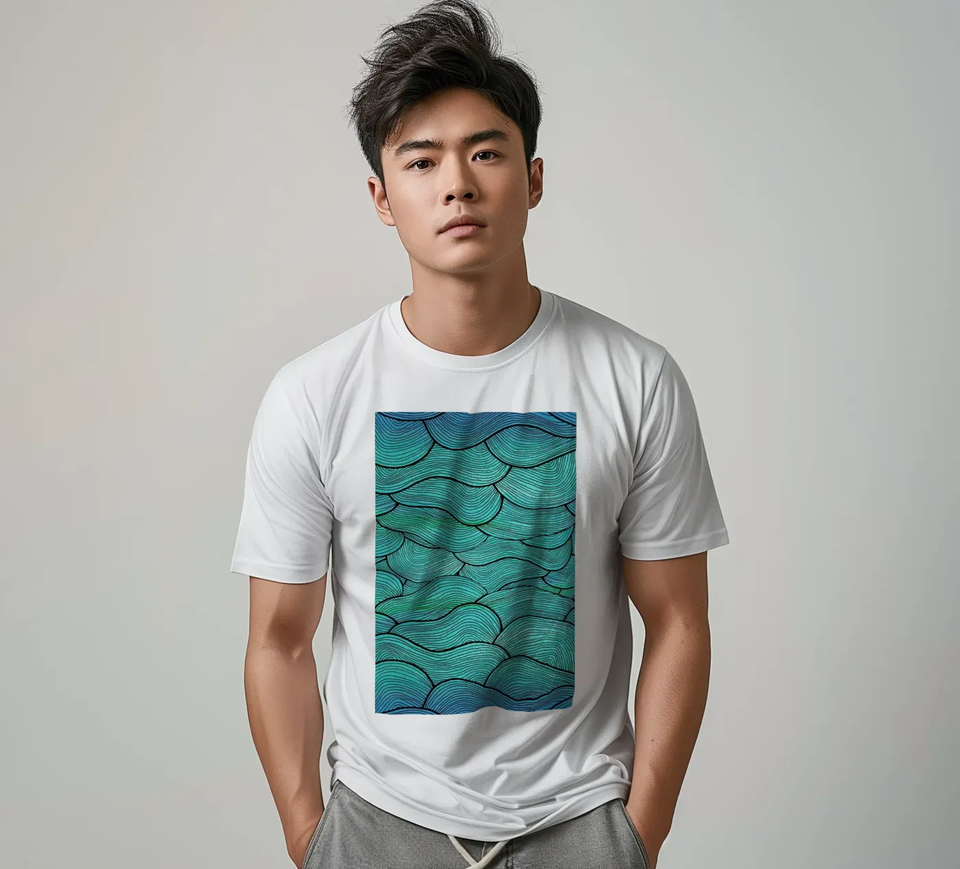 Sea Waves Pattern t-shirt da Pom Graphic Design