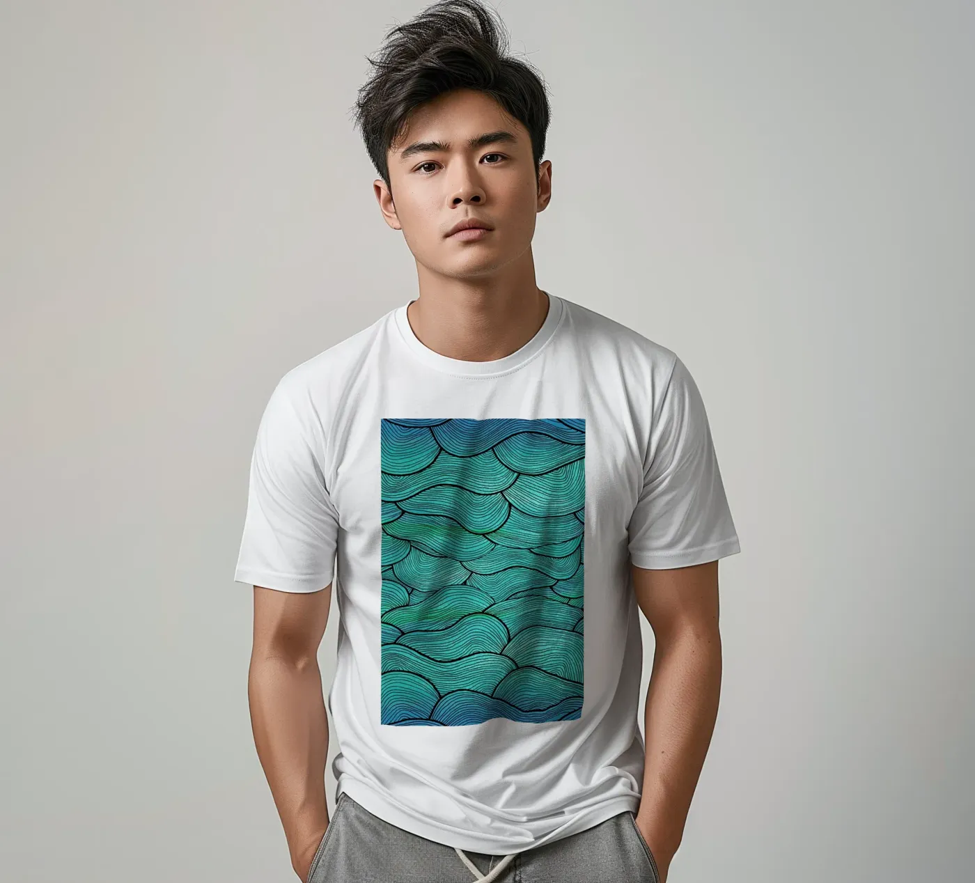 Sea Waves Pattern t-shirt da Pom Graphic Design