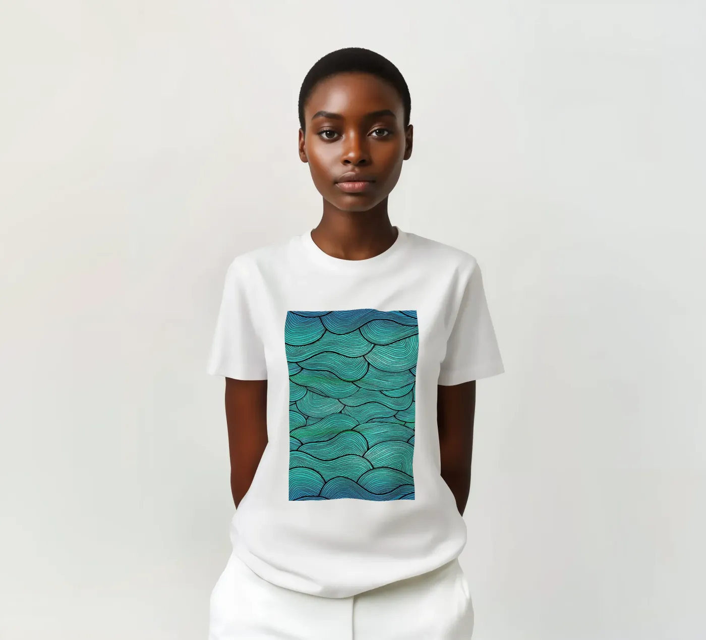 Sea Waves Pattern t-shirt da Pom Graphic Design