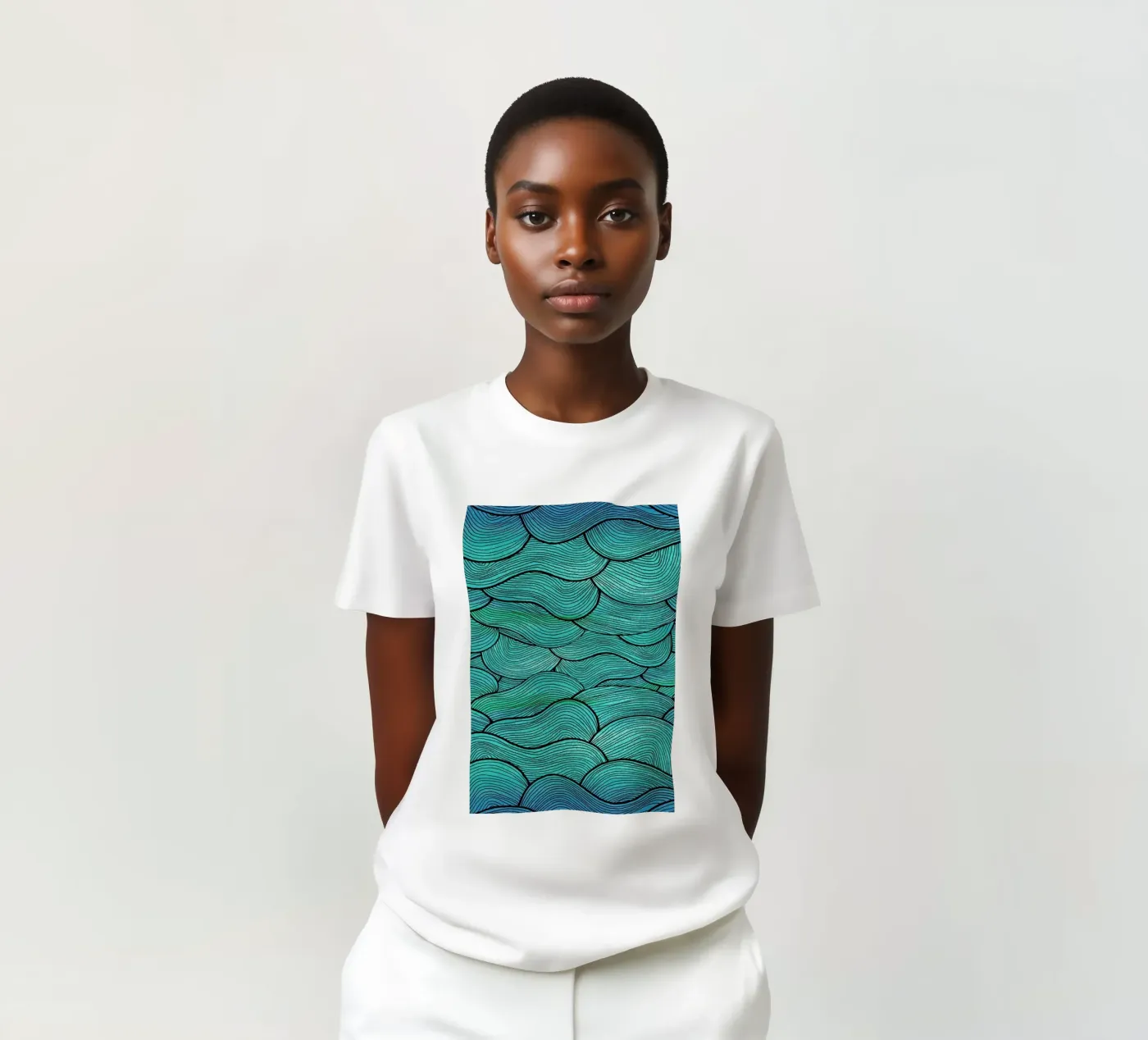Sea Waves Pattern t-shirt da Pom Graphic Design