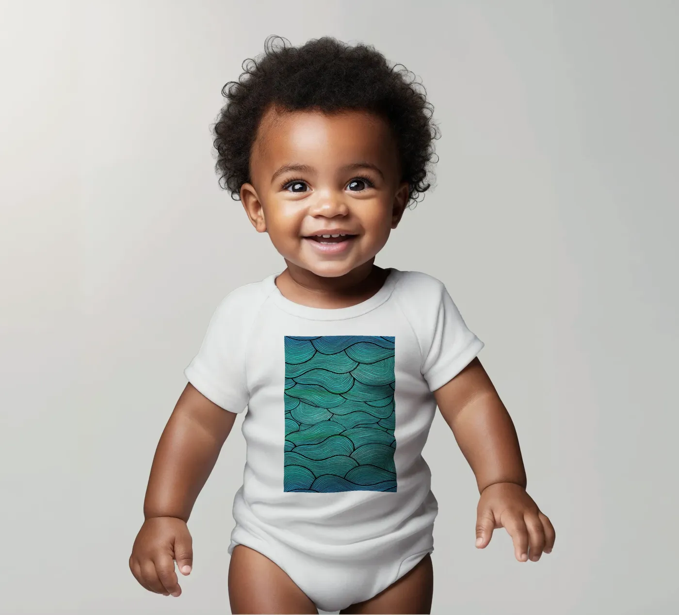 Sea Waves Pattern body bébé de Pom Graphic Design