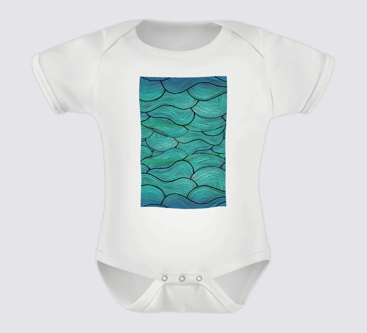 Sea Waves Pattern babyrompertje korte mouwen van Pom Graphic Design