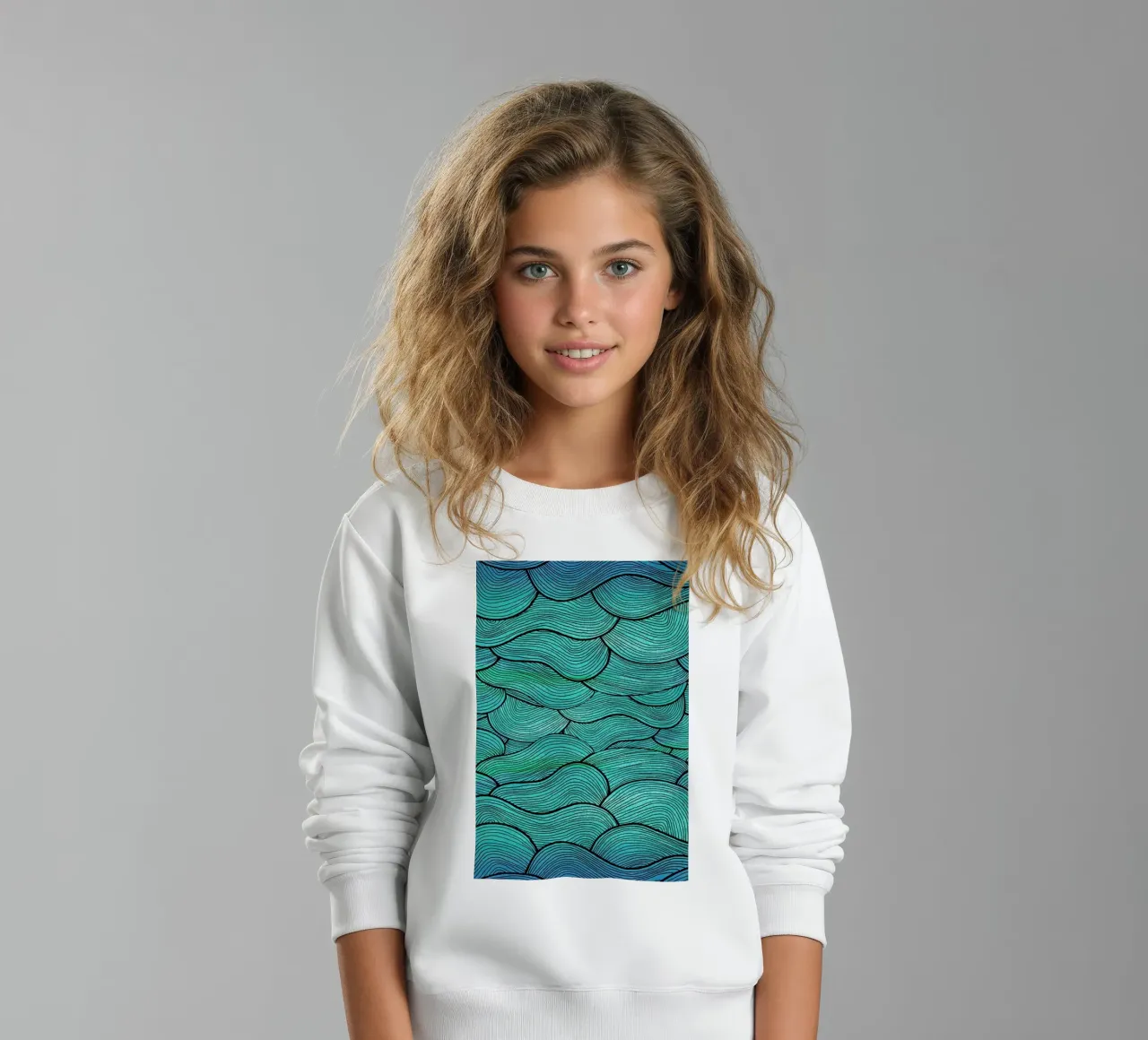 Sea Waves Pattern felpa bambino da Pom Graphic Design