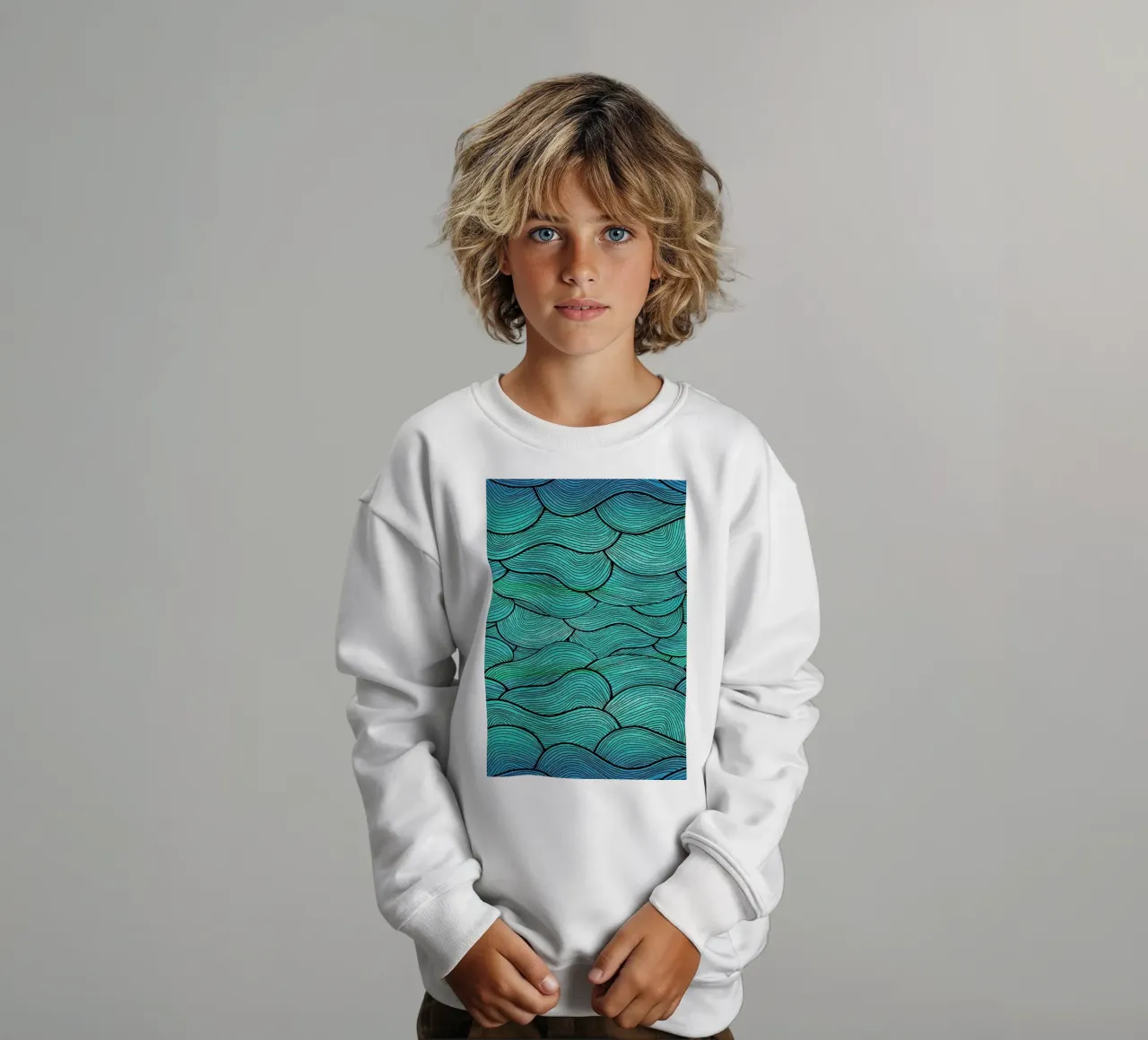 Sea Waves Pattern felpa bambino da Pom Graphic Design