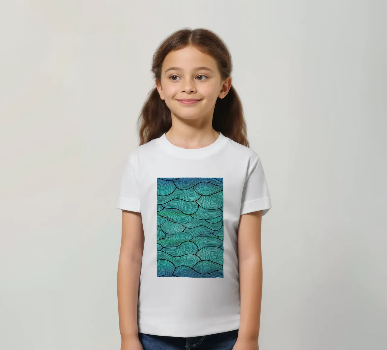 Sea Waves Pattern kinder t-shirt van Pom Graphic Design