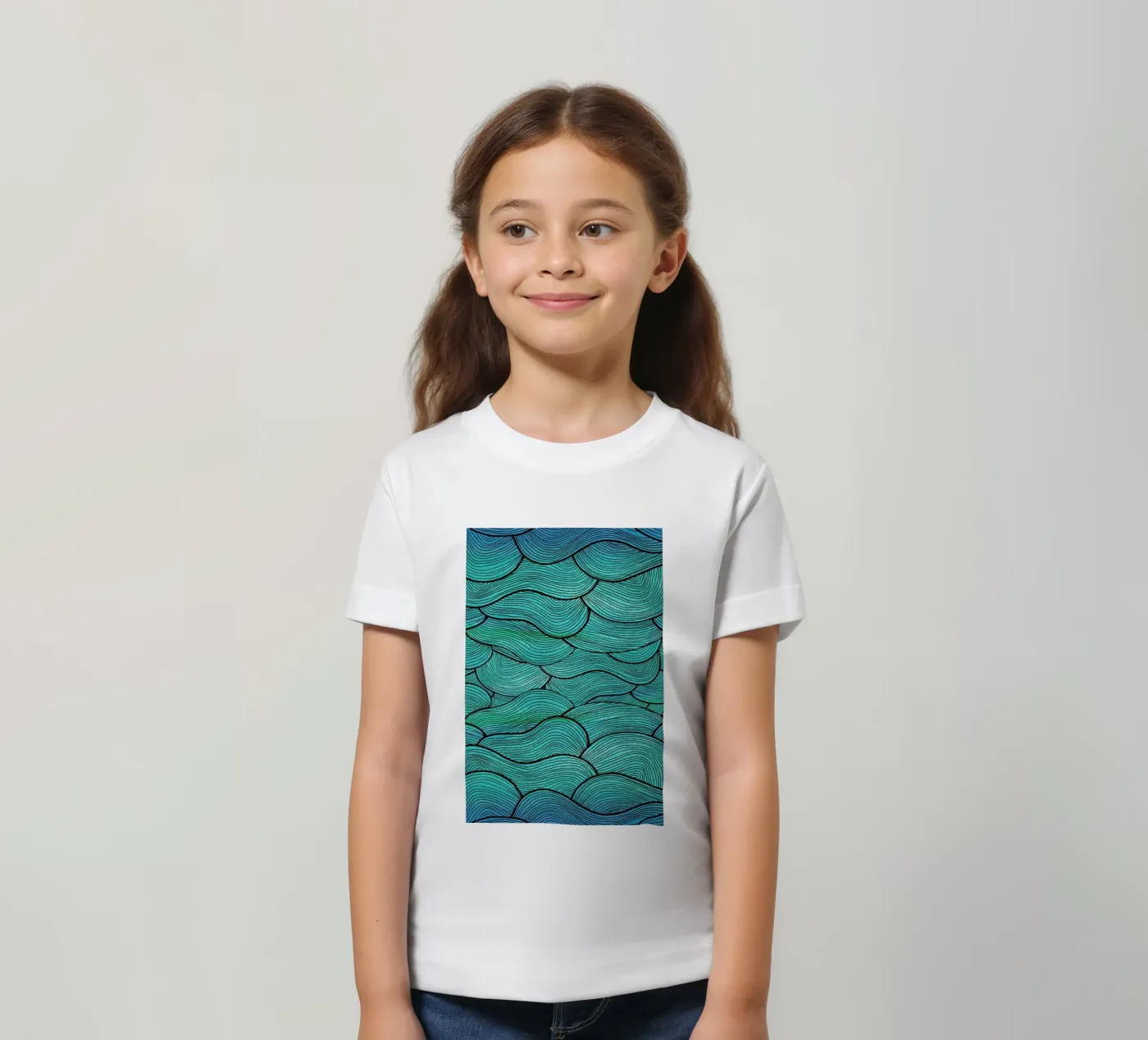 Sea Waves Pattern kids t-shirt by Pom Graphic Design
