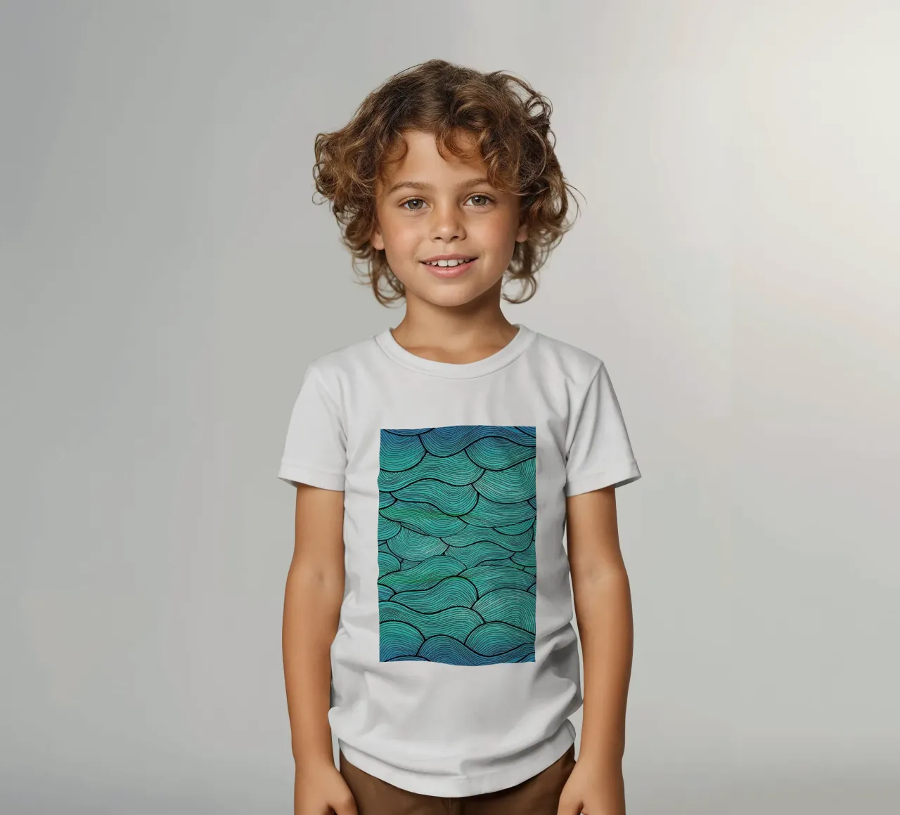 Sea Waves Pattern kinder t-shirt van Pom Graphic Design