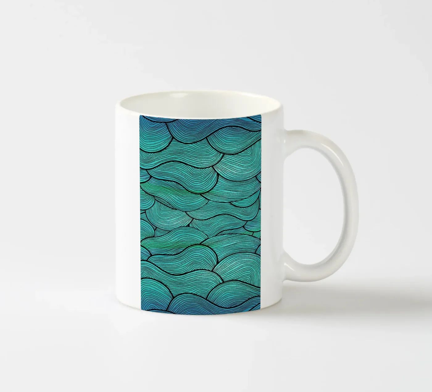 Sea Waves Pattern Keramik Tasse von Pom Graphic Design
