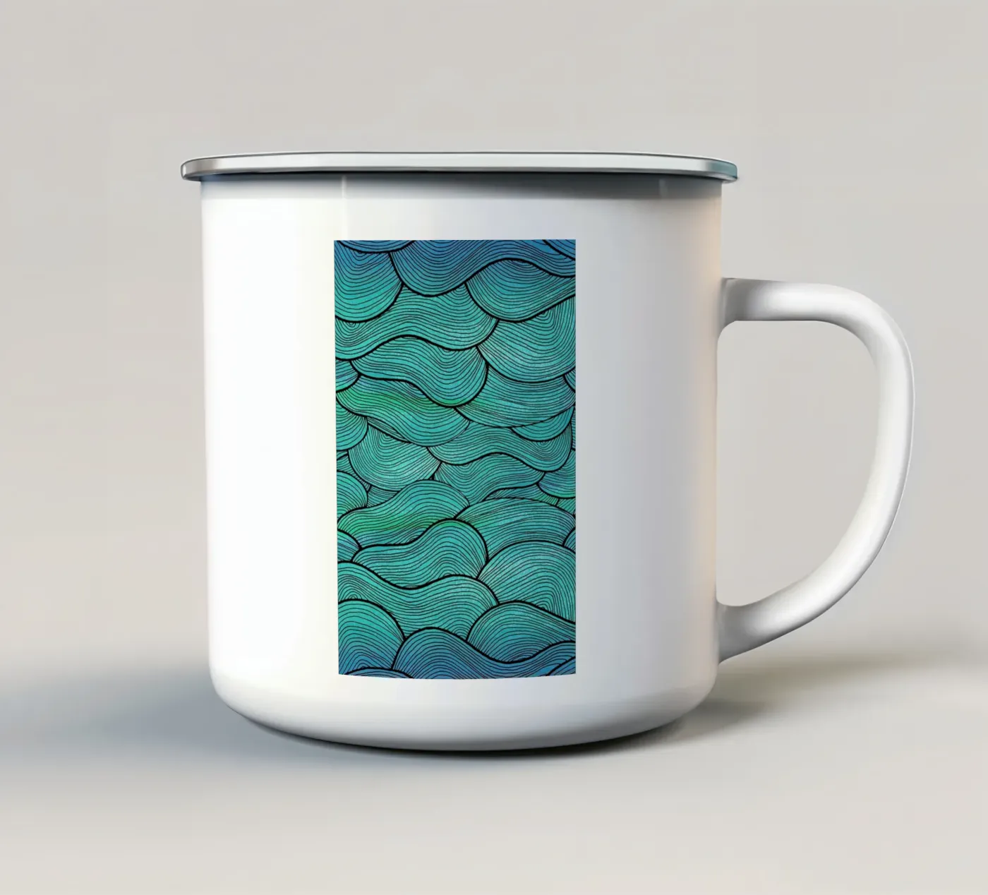Sea Waves Pattern enamel mug by Pom Graphic Design