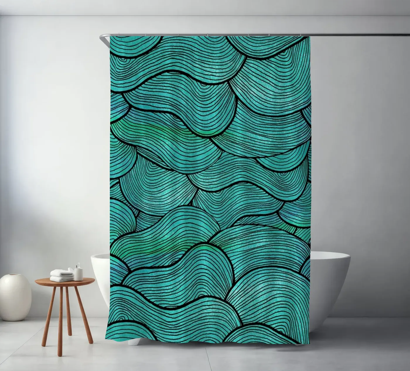 Sea Waves Pattern Duschvorhang von Pom Graphic Design