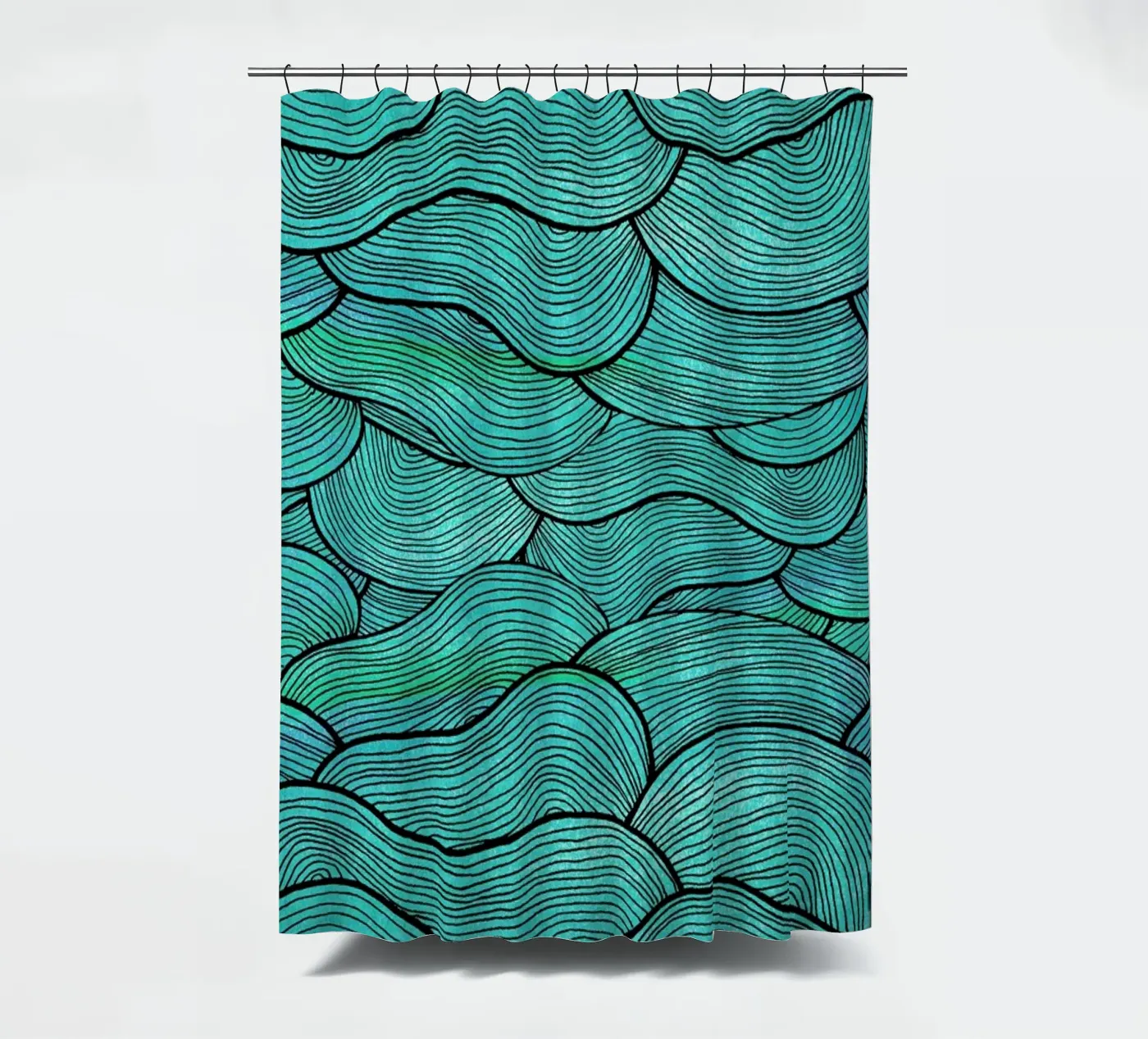 Sea Waves Pattern Duschvorhang von Pom Graphic Design