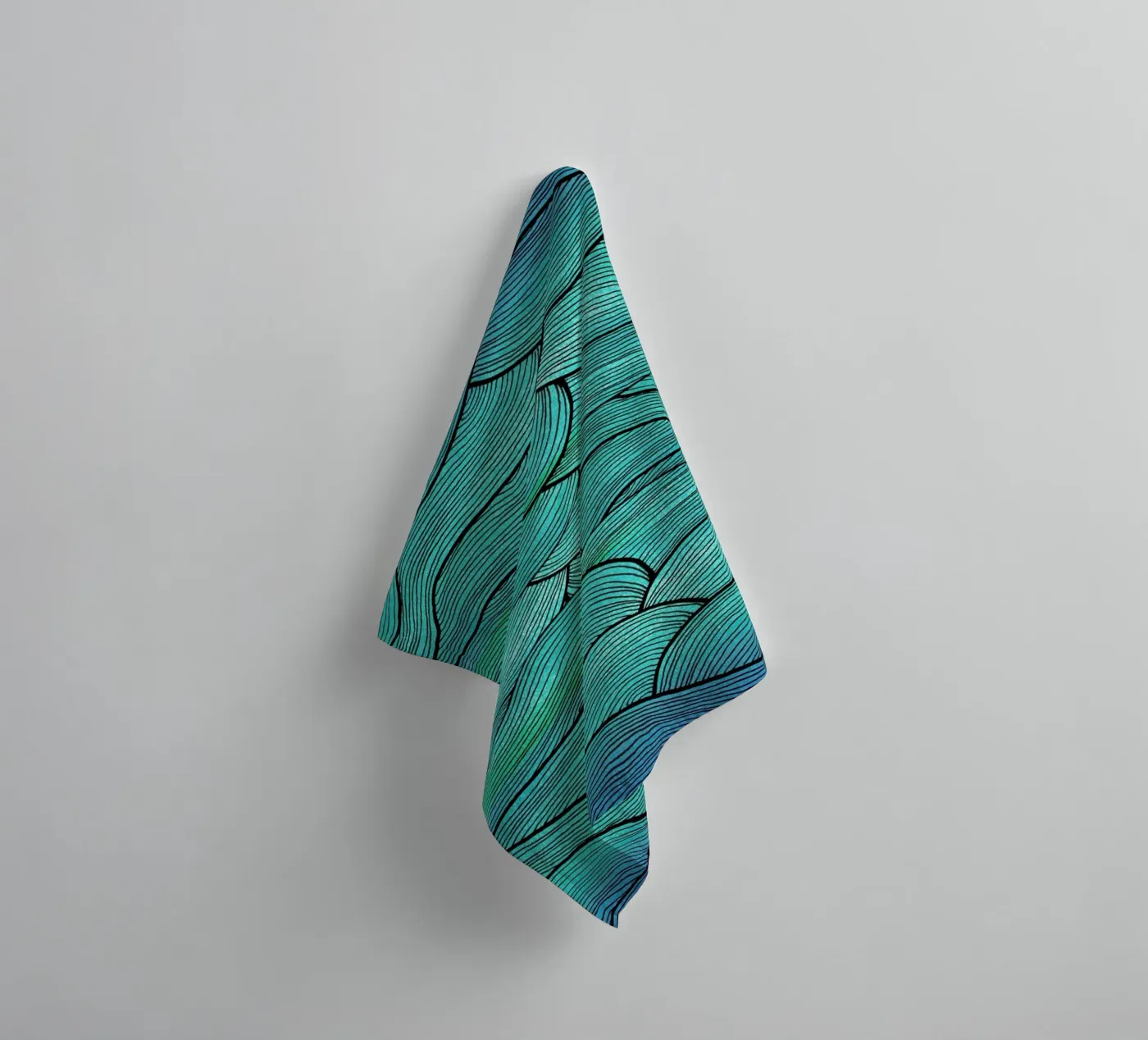 Sea Waves Pattern badhanddoek van Pom Graphic Design