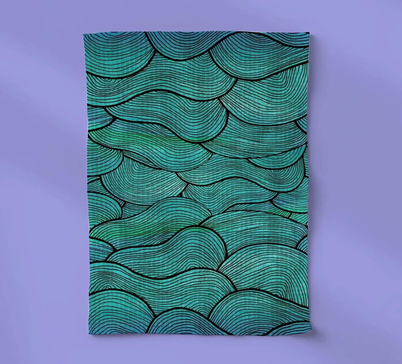 Sea Waves Pattern Geschirrtuch von Pom Graphic Design