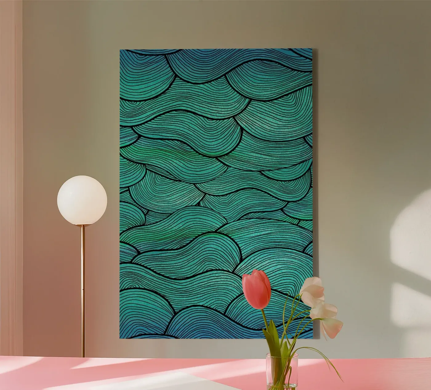 Sea Waves Pattern canvas by Pom Graphic Design