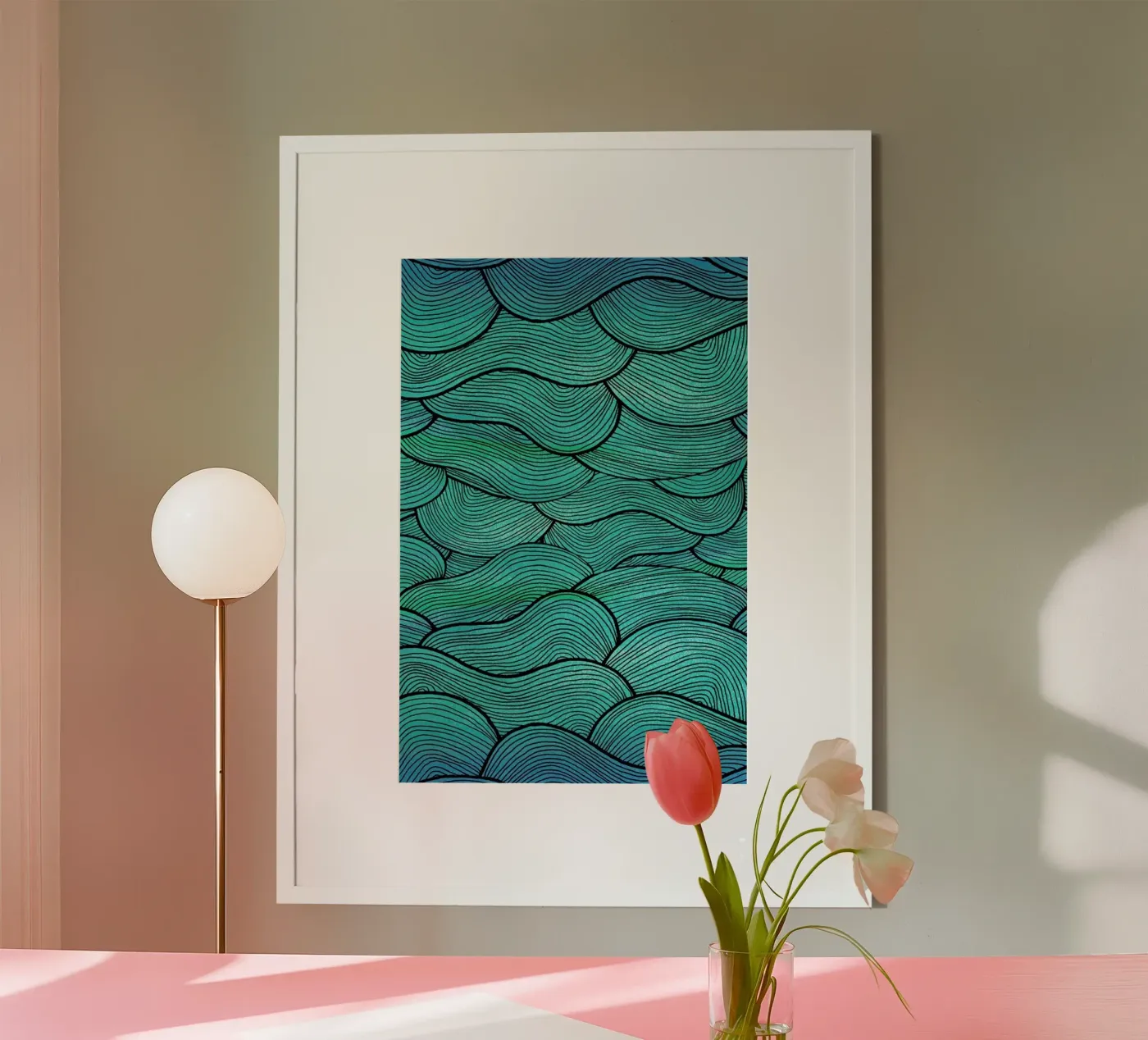 Sea Waves Pattern poster van Pom Graphic Design