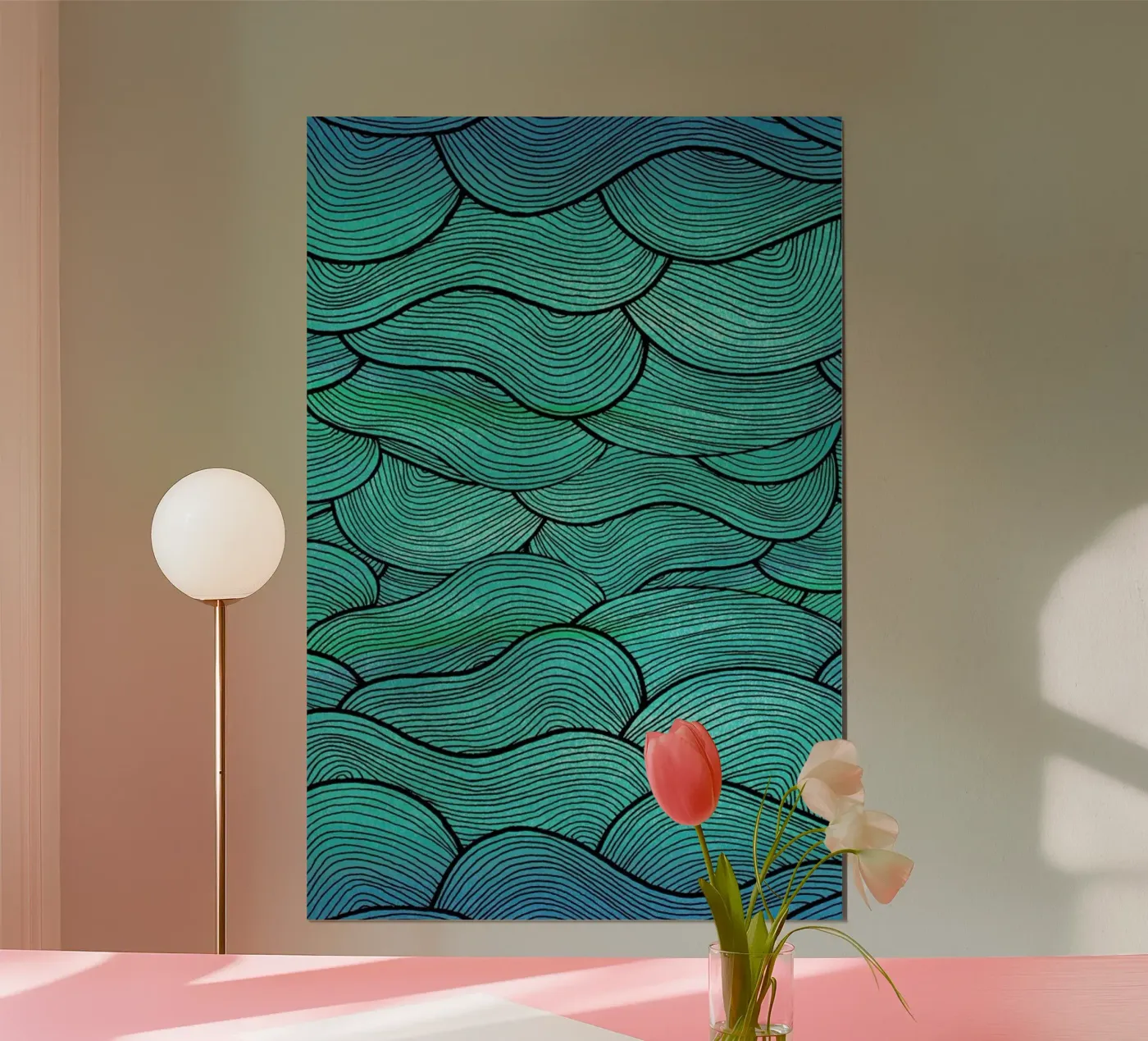 Sea Waves Pattern poster van Pom Graphic Design