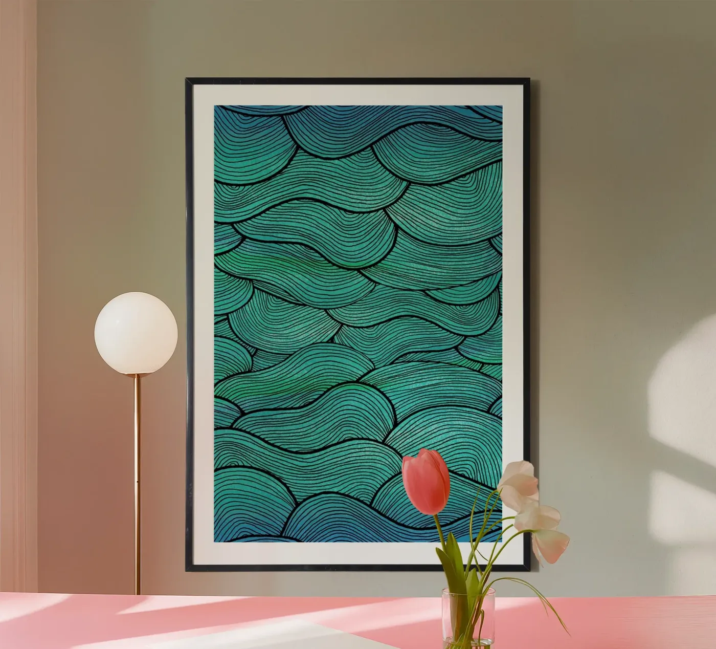 Sea Waves Pattern poster van Pom Graphic Design