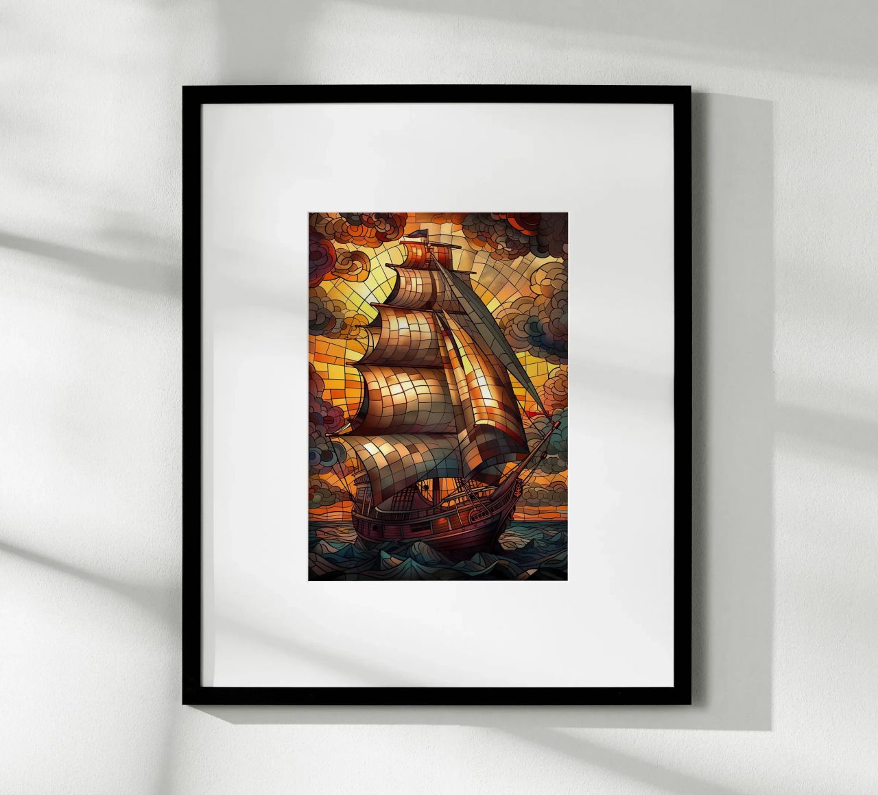 Stained Glass Pirate Ship poster by Ruth