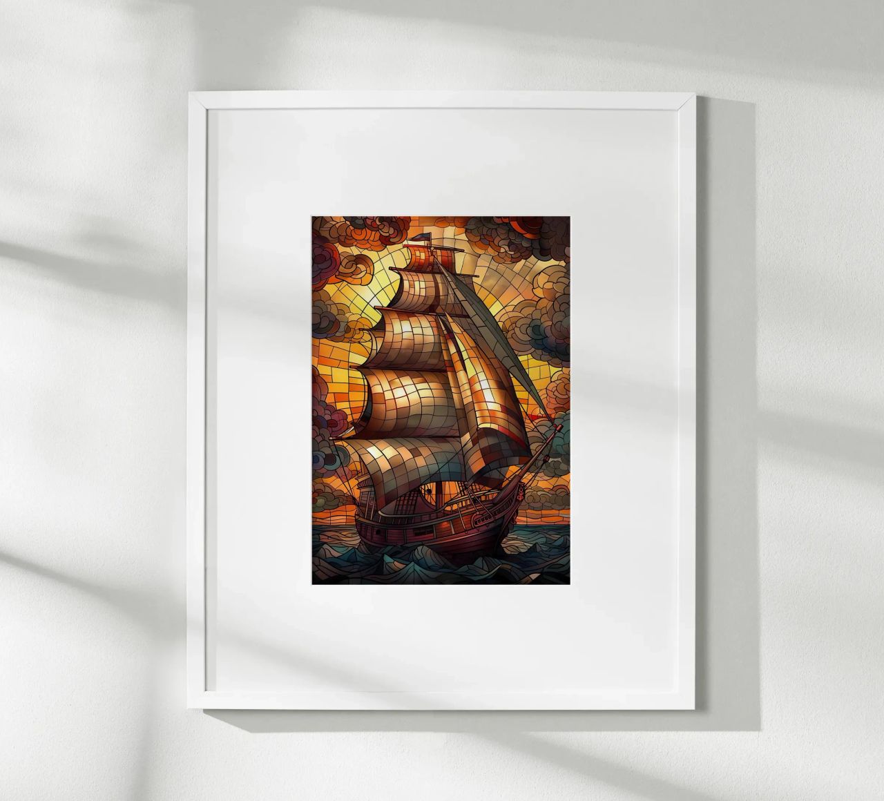 Stained Glass Pirate Ship poster by Ruth