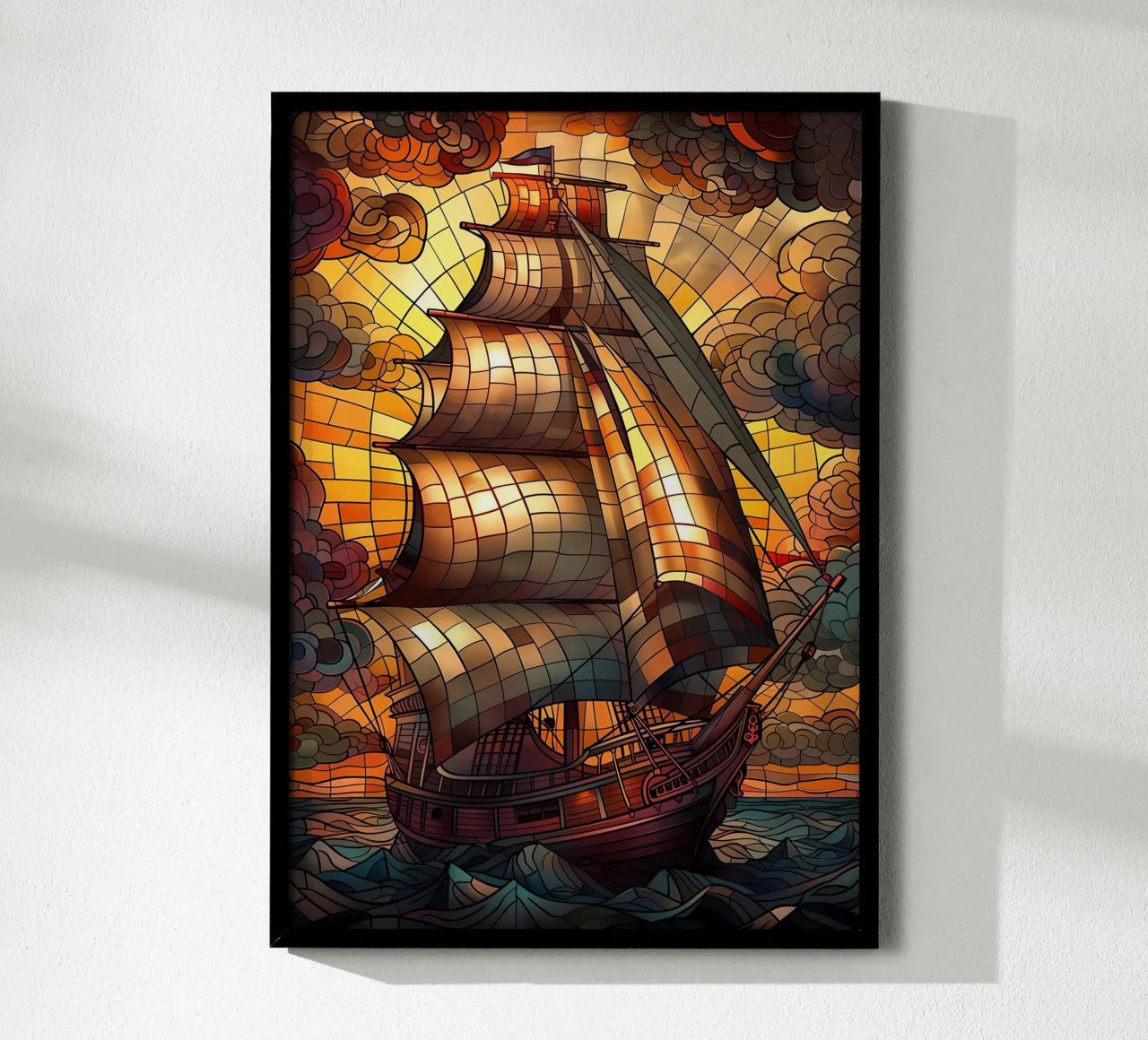Stained Glass Pirate Ship poster by Ruth
